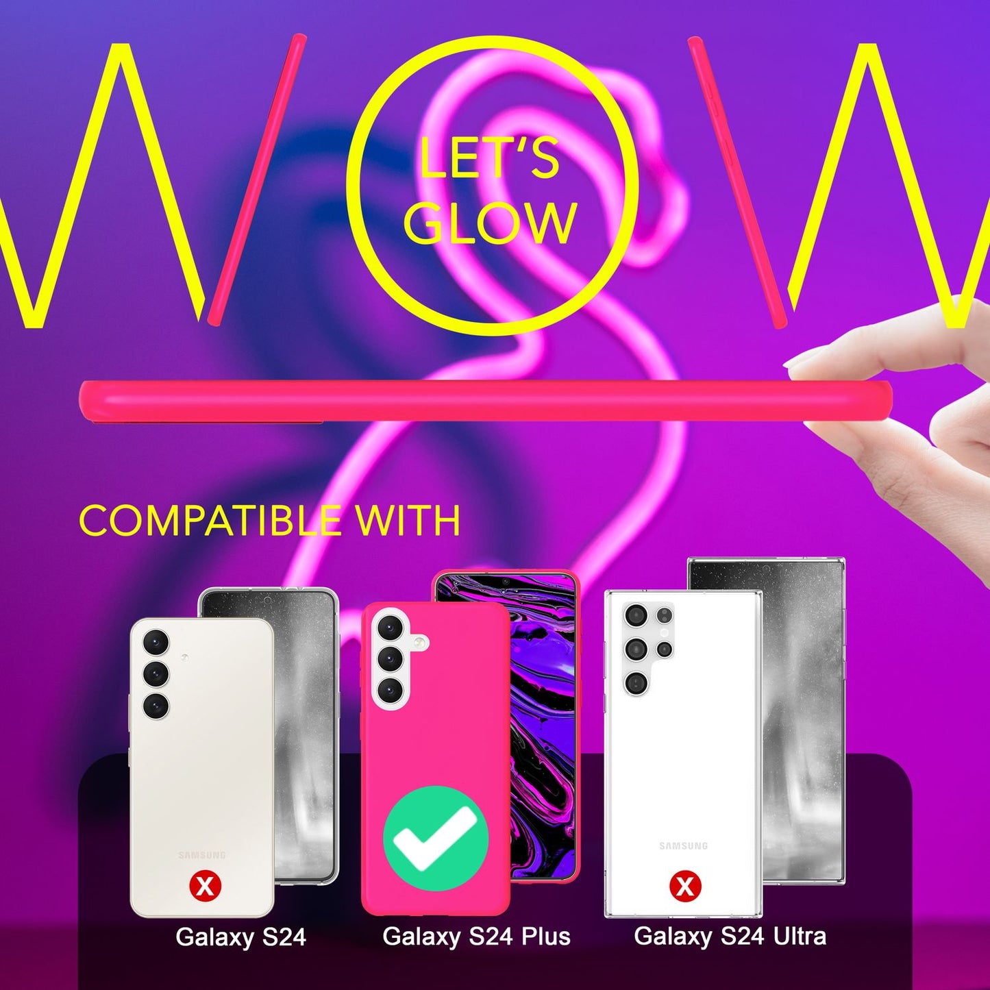 NALIA Farbintensive Neon Silikonhülle - Kompatibel Galaxy S24 Plus, Dünn TPU Schutz, Leuchtende Neonfarbe