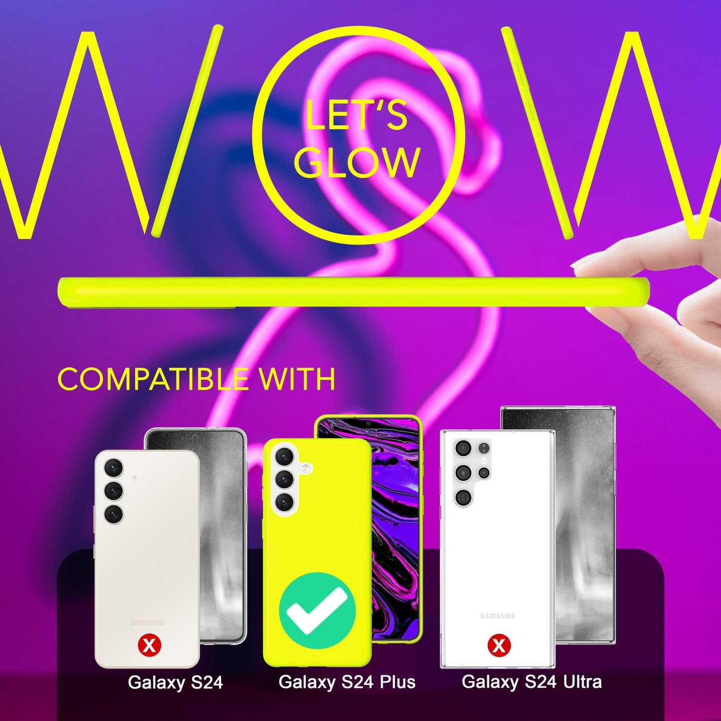 NALIA Farbintensive Neon Silikonhülle - Kompatibel Galaxy S24 Plus, Dünn TPU Schutz, Leuchtende Neonfarbe