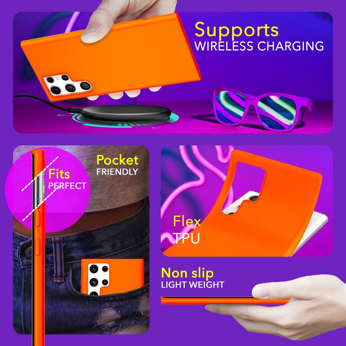 NALIA Farbintensive Neon Silikonhülle - Galaxy S24 Ultra, TPU, 1,2mm