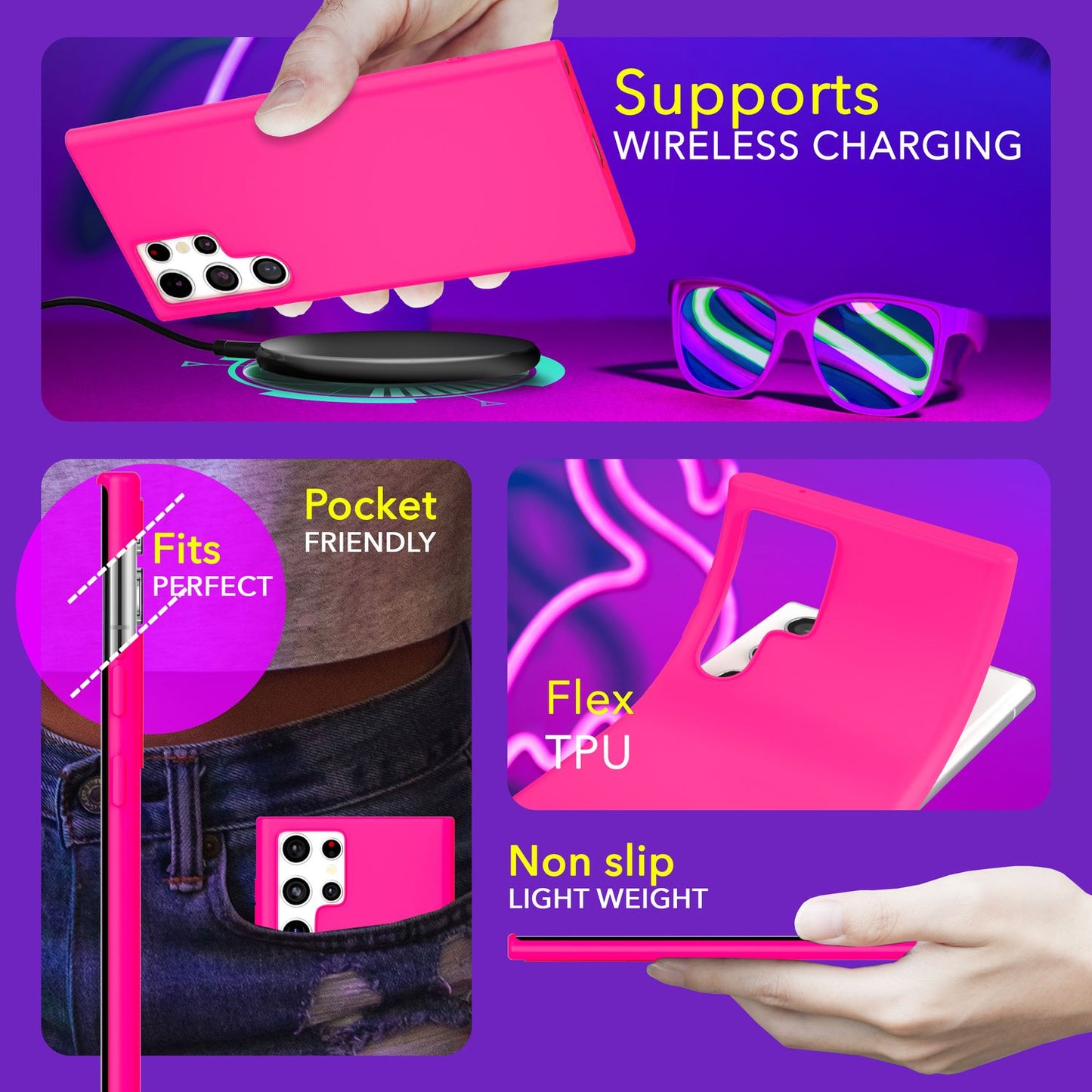 NALIA Farbintensive Neon Silikonhülle - Galaxy S24 Ultra, TPU, 1,2mm