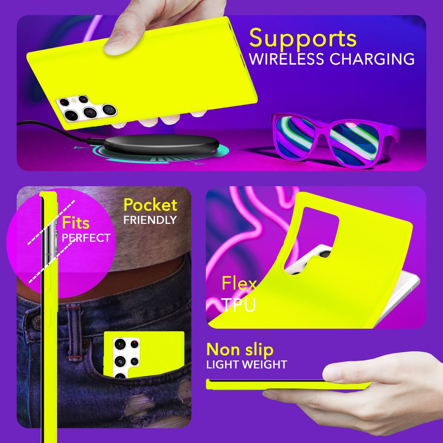 NALIA Farbintensive Neon Silikonhülle - Galaxy S24 Ultra, TPU, 1,2mm