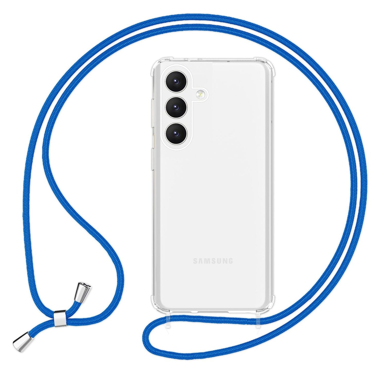 NALIA Husă de protecție transparentă cu lanț pentru Samsung Galaxy S24, husă de telefon transparentă și rezistentă cu curea pentru purtare în jurul gâtului