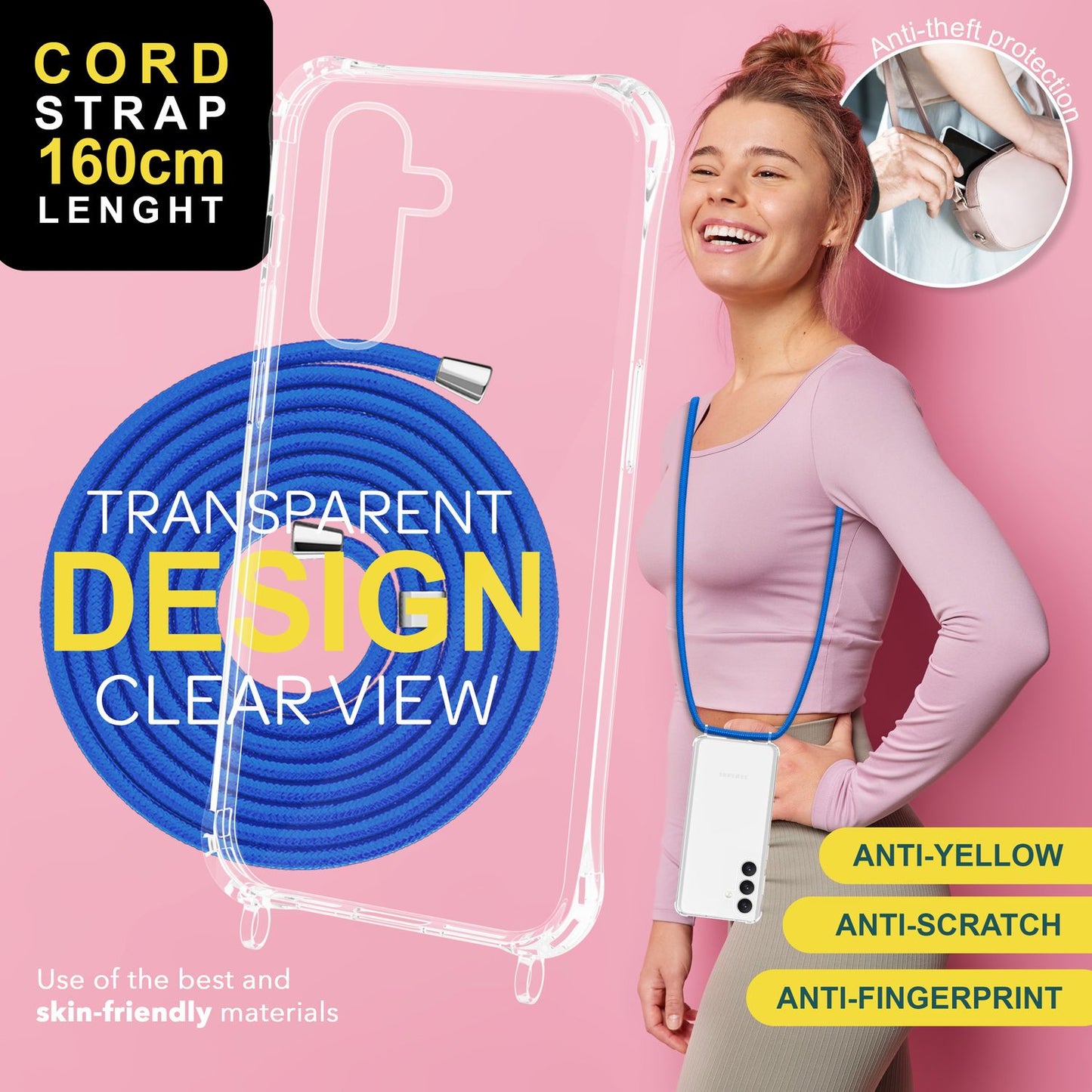 Etui na ramię NALIA Galaxy S24 Plus – przezroczyste, z regulowaną długością paska, lekkie, kompatybilne z modelem S24 Plus