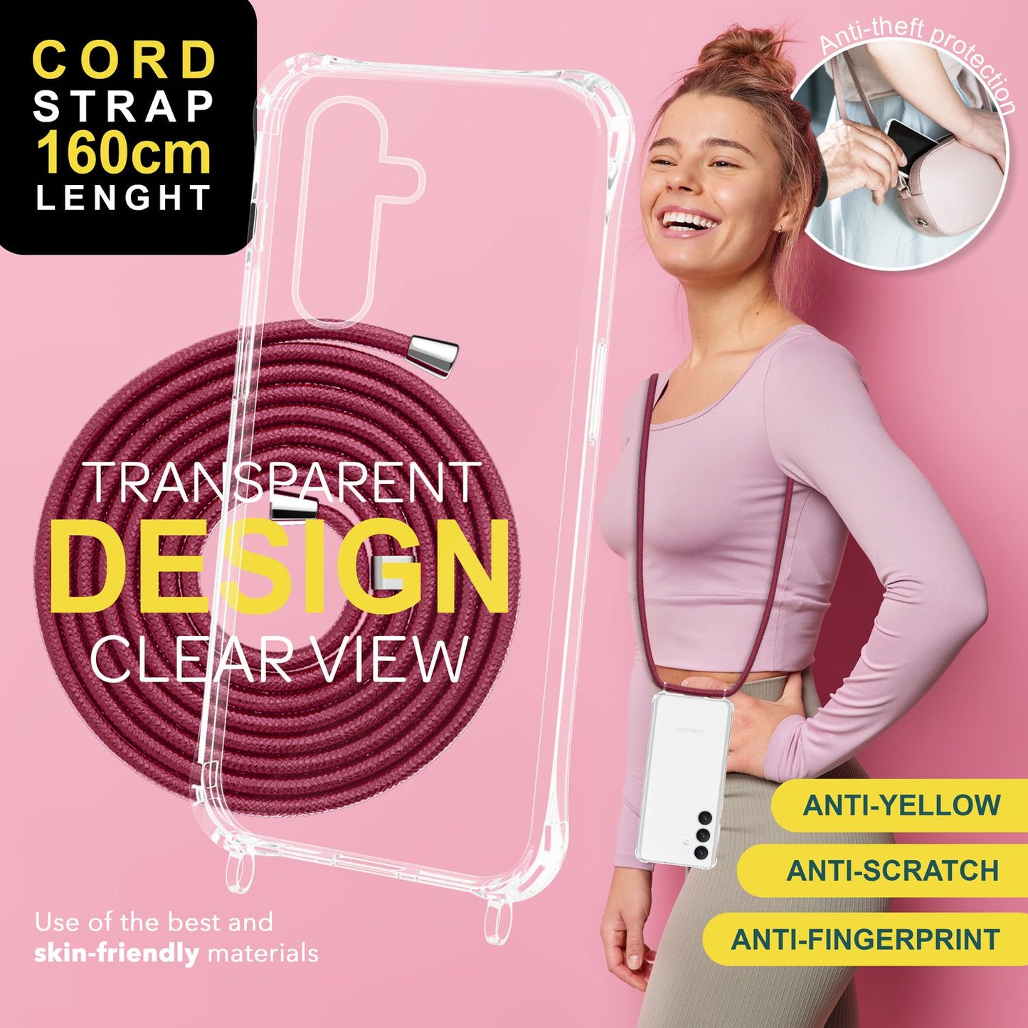 Etui na ramię NALIA Galaxy S24 Plus – przezroczyste, z regulowaną długością paska, lekkie, kompatybilne z modelem S24 Plus