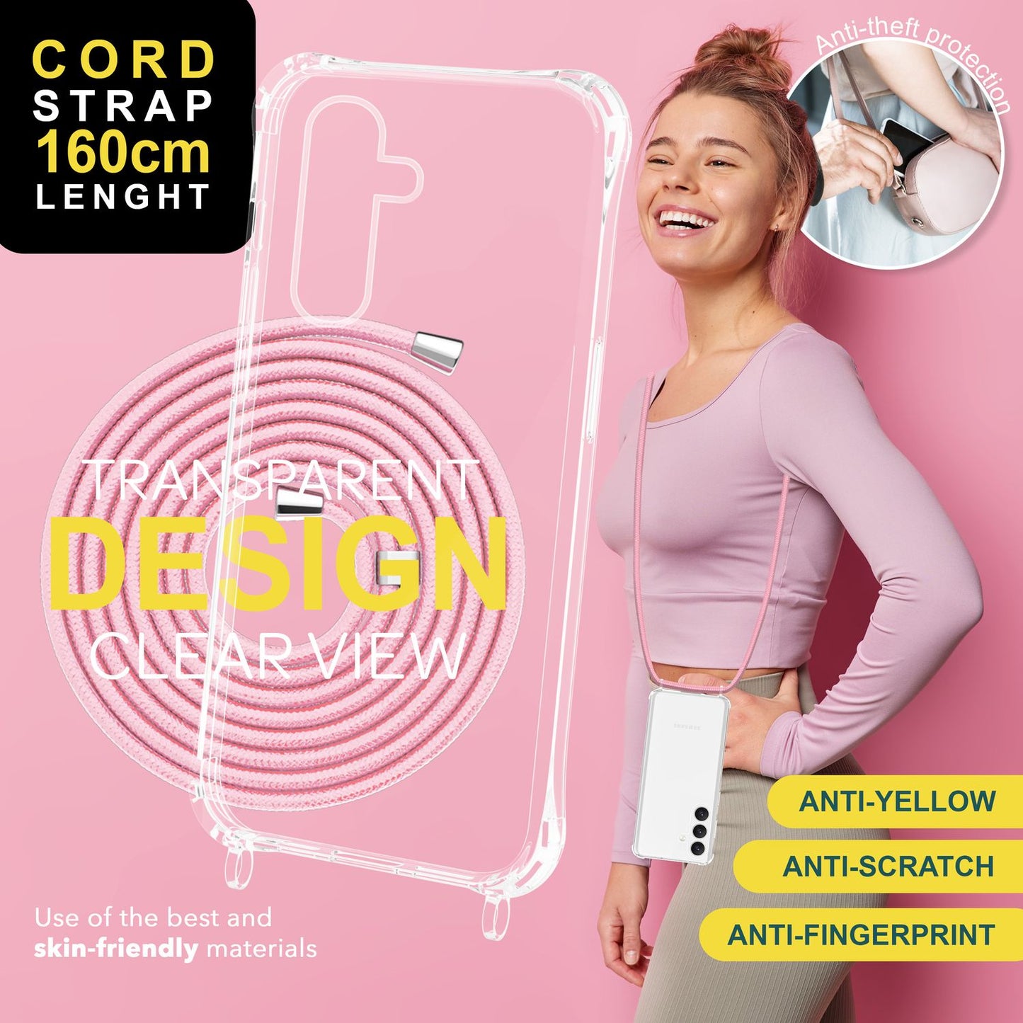 Etui na ramię NALIA Galaxy S24 Plus – przezroczyste, z regulowaną długością paska, lekkie, kompatybilne z modelem S24 Plus