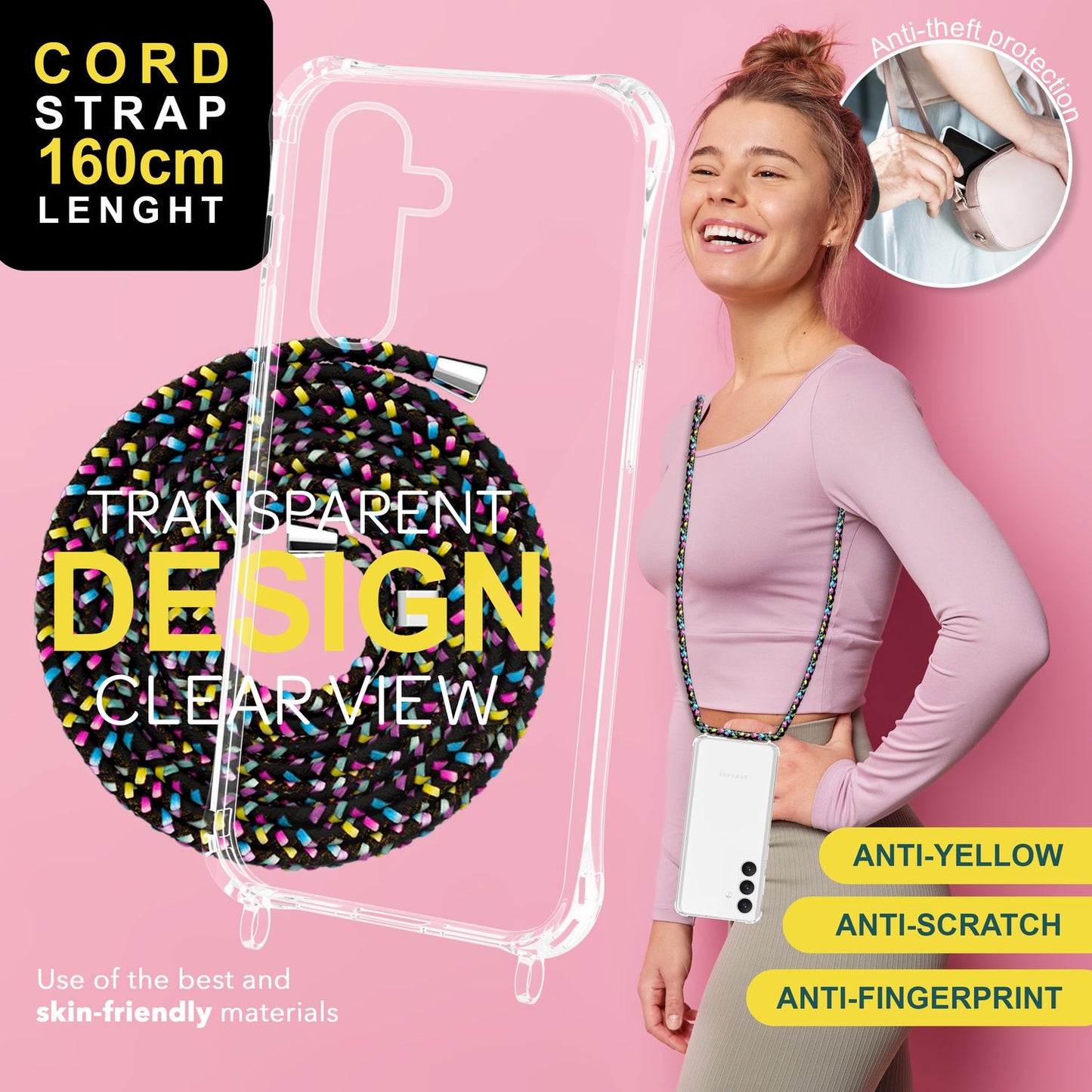 Etui na ramię NALIA Galaxy S24 Plus – przezroczyste, z regulowaną długością paska, lekkie, kompatybilne z modelem S24 Plus