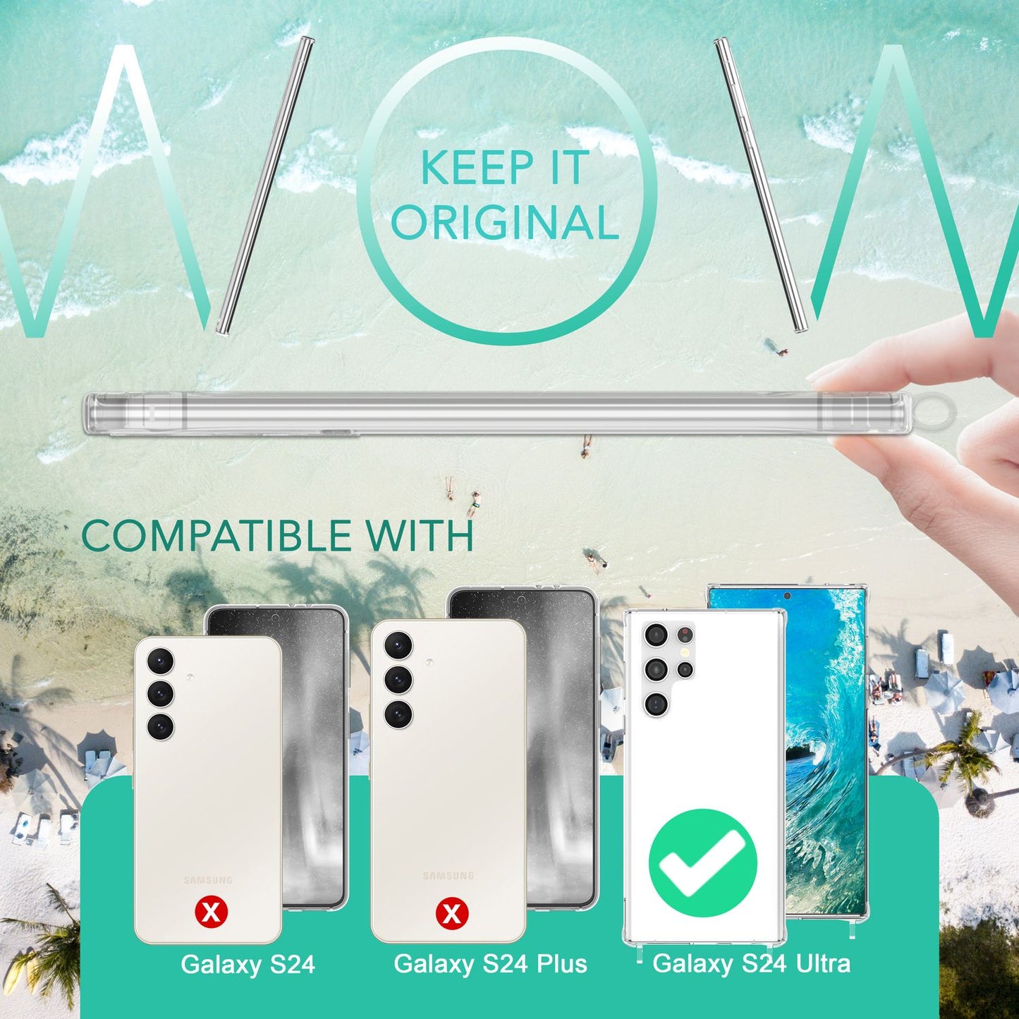 NALIA Husă de protecție transparentă cu lanț pentru Samsung Galaxy S24 Ultra, husă de telefon transparentă și rezistentă cu șnur