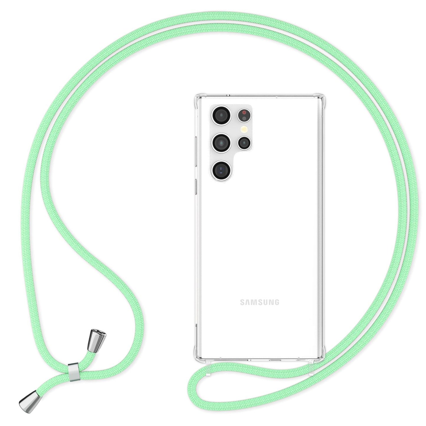 NALIA Husă de protecție transparentă cu lanț pentru Samsung Galaxy S24 Ultra, husă de telefon transparentă și rezistentă cu șnur