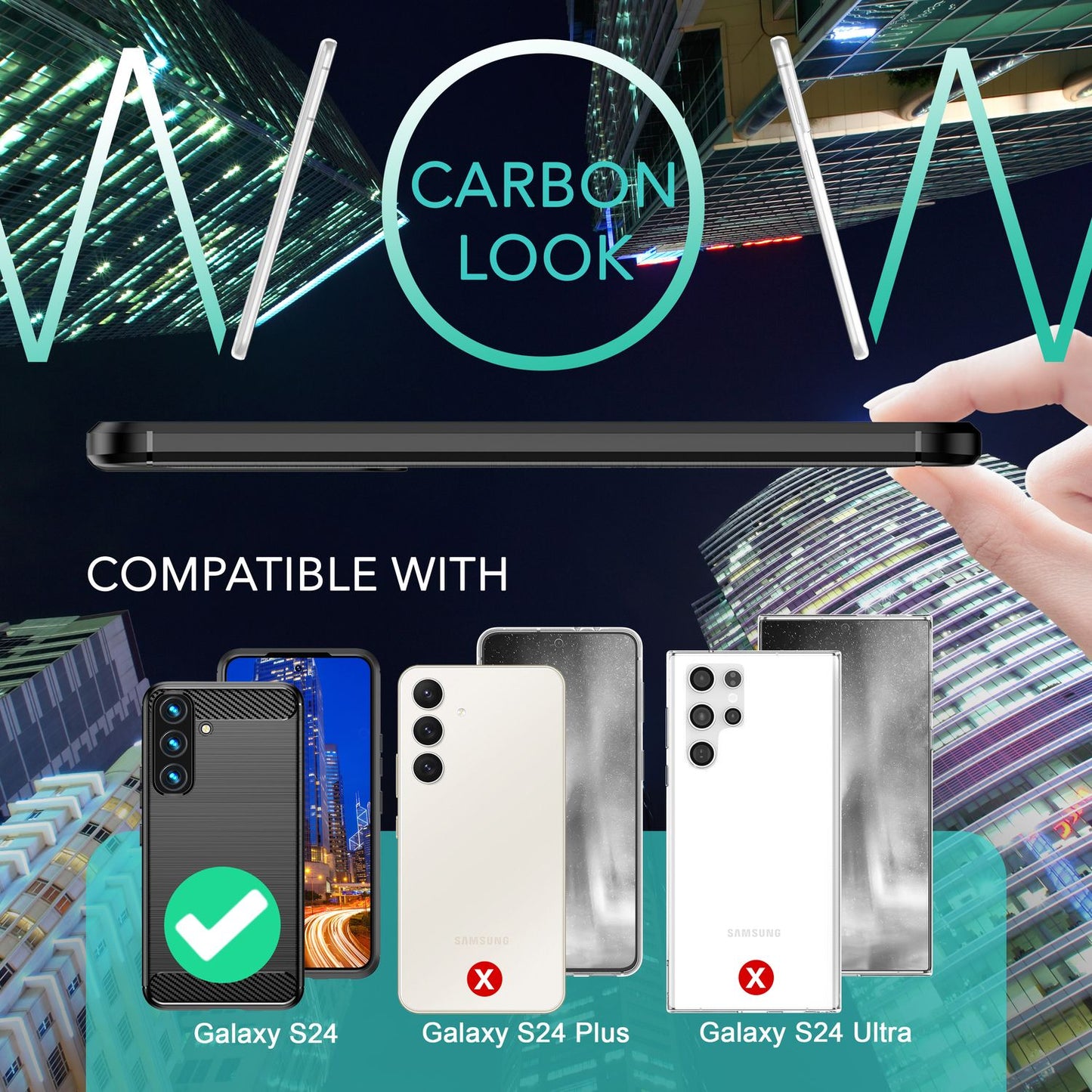 NALIA Carbon-Style Silikonhülle für Samsung Galaxy S24 Hülle, Matt-Schwarze Schutzhülle mit Karbon Kohlefaser-Struktur