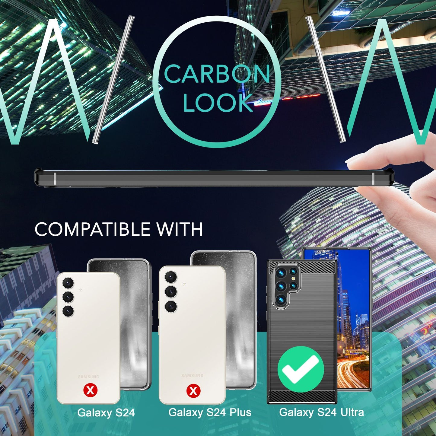 NALIA Carbon-Style Silikonhülle für Samsung Galaxy S24 Ultra Hülle, Matt-Schwarze Schutzhülle mit Kohlefaser-Struktur