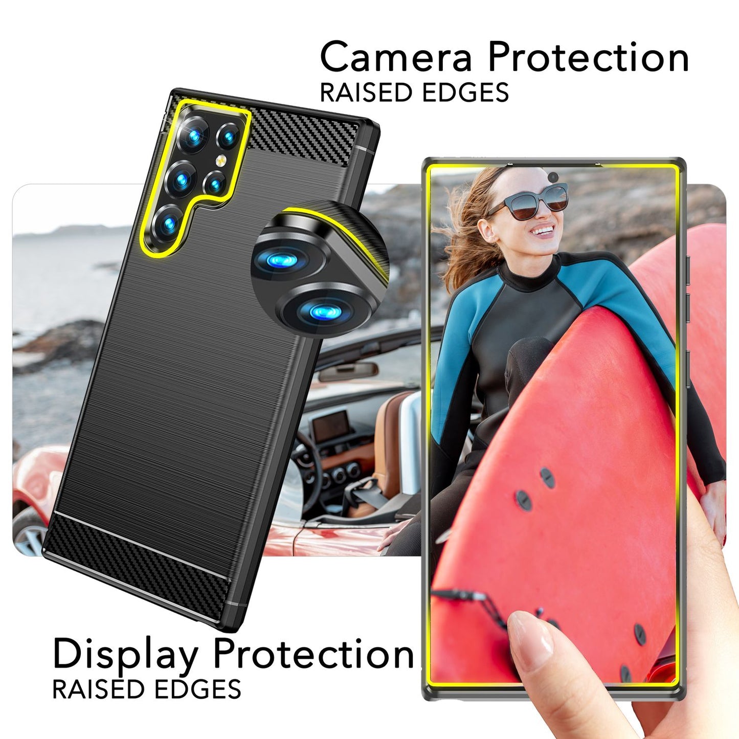 NALIA Carbon-Style Silikonhülle für Samsung Galaxy S24 Ultra Hülle, Matt-Schwarze Schutzhülle mit Kohlefaser-Struktur