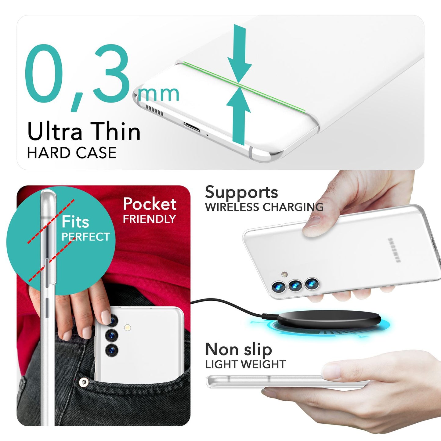 NALIA Extrem Dünnes Hardcase für Samsung Galaxy S24 Plus Hülle, 0,3mm Ultra Schlanke Schutzhülle, Extra Slim Cover Matt