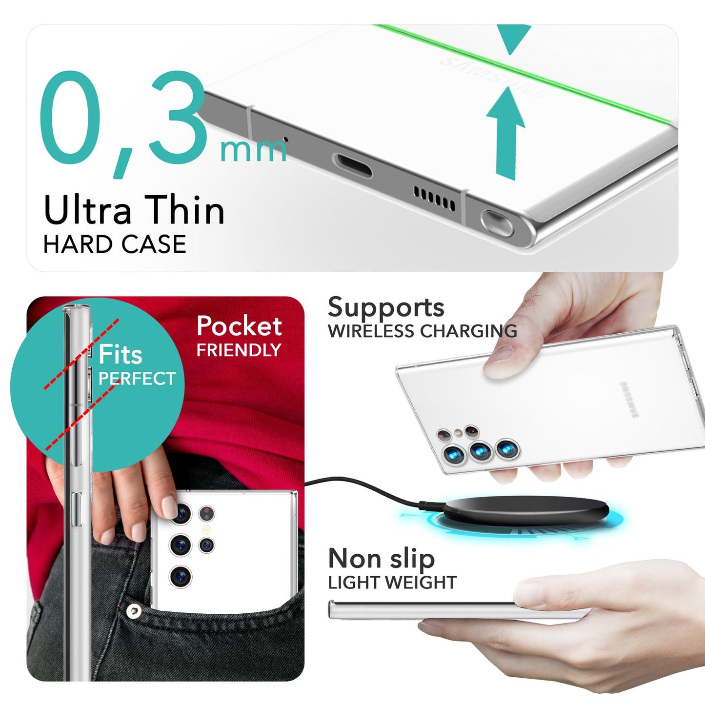 NALIA Extrem Dünnes Hardcase für Samsung Galaxy S24 Ultra Hülle, 0,3mm Ultra Schlanke Schutzhülle Slim