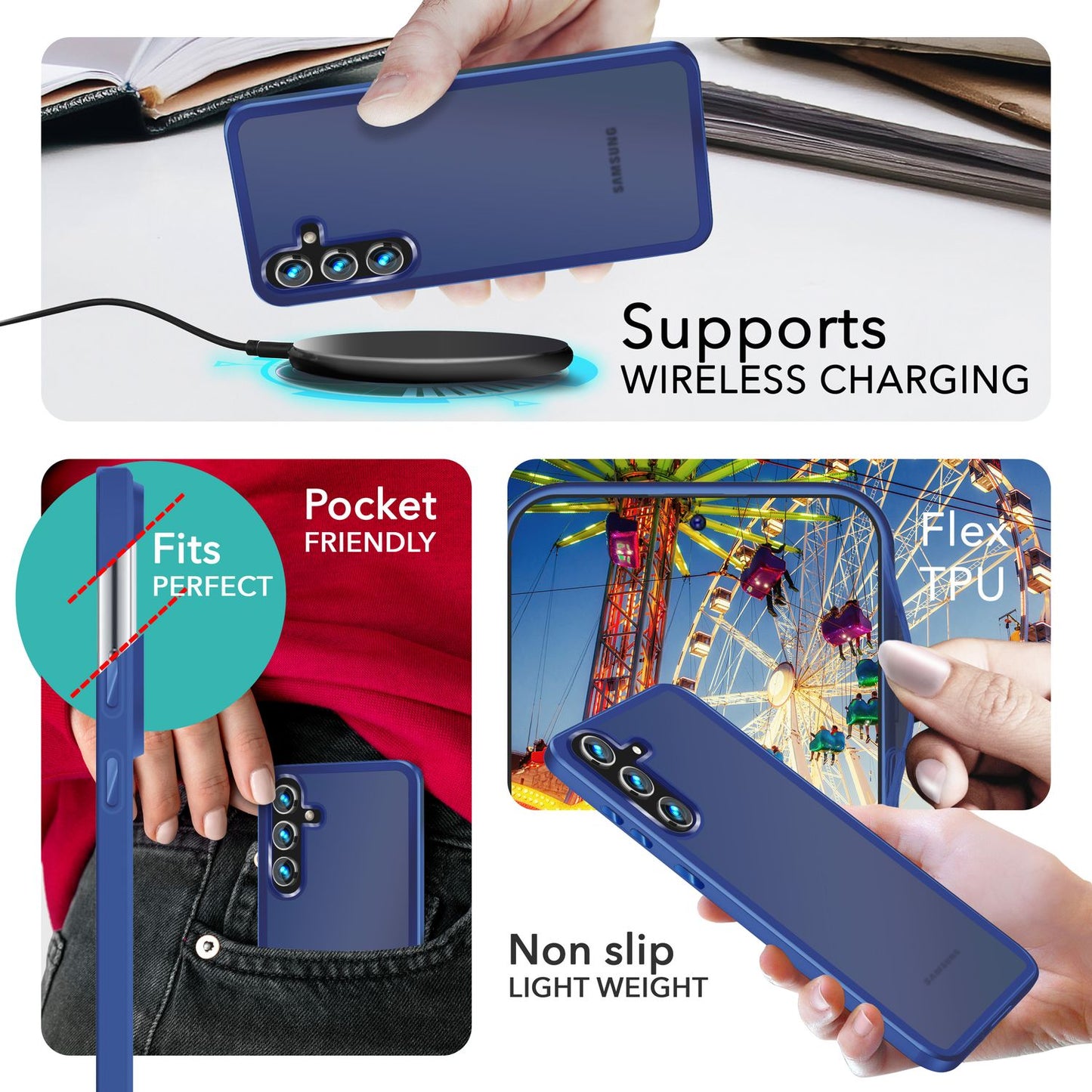 NALIA Matte Hybrid Schutzhülle für Samsung Galaxy S24 Plus Hülle, Semi-Transparente Harte Rückseite & Fallschutz-Rahmen