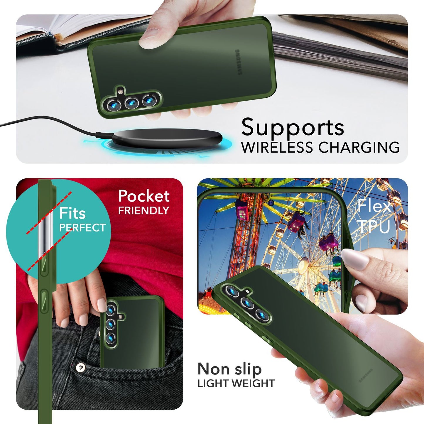 NALIA Matte Hybrid Schutzhülle für Samsung Galaxy S24 Plus Hülle, Semi-Transparente Harte Rückseite & Fallschutz-Rahmen