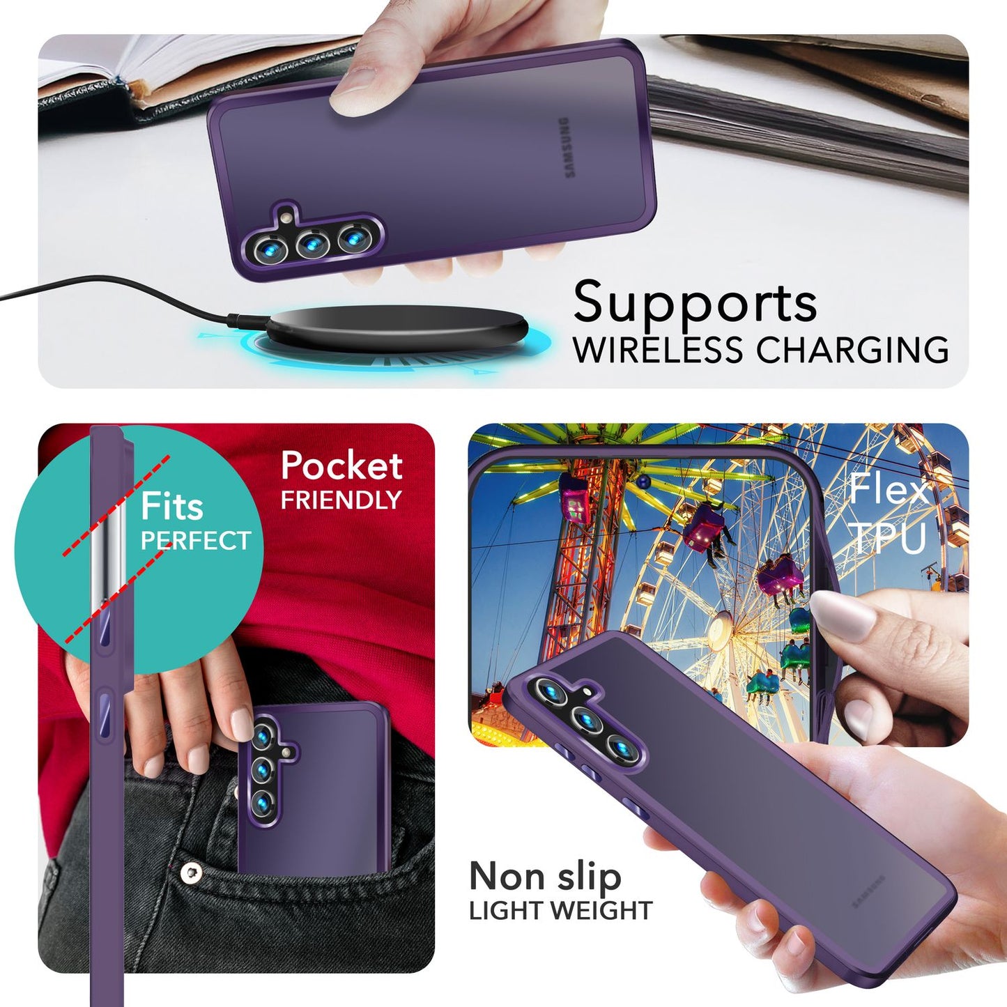 NALIA Matte Hybrid Schutzhülle für Samsung Galaxy S24 Plus Hülle, Semi-Transparente Harte Rückseite & Fallschutz-Rahmen