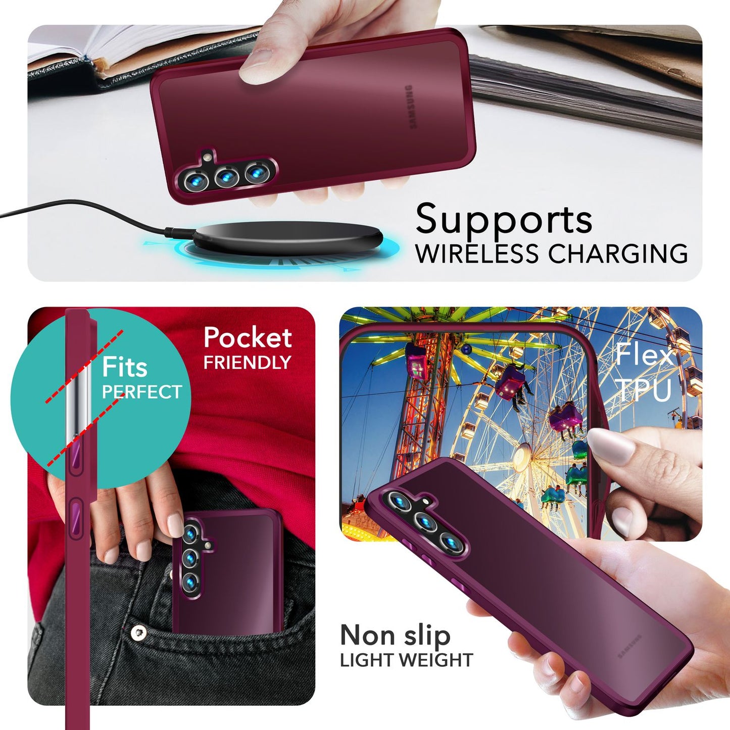 NALIA Matte Hybrid Schutzhülle für Samsung Galaxy S24 Plus Hülle, Semi-Transparente Harte Rückseite & Fallschutz-Rahmen