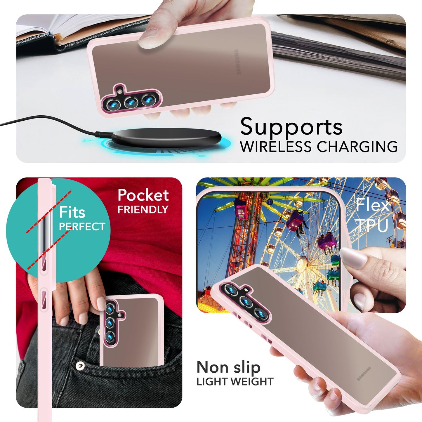 NALIA Matte Hybrid Schutzhülle für Samsung Galaxy S24 Plus Hülle, Semi-Transparente Harte Rückseite & Fallschutz-Rahmen