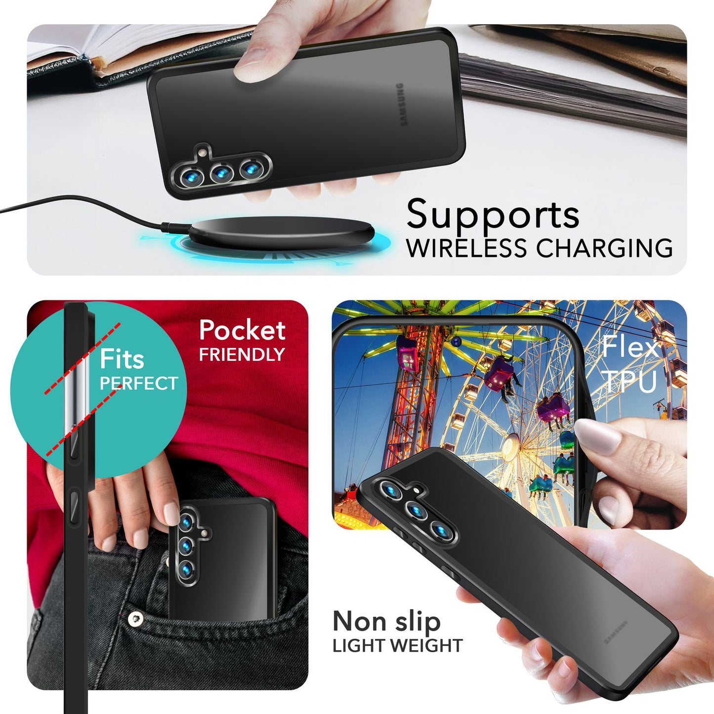 NALIA Matte Hybrid Schutzhülle für Samsung Galaxy S24 Plus Hülle, Semi-Transparente Harte Rückseite & Fallschutz-Rahmen