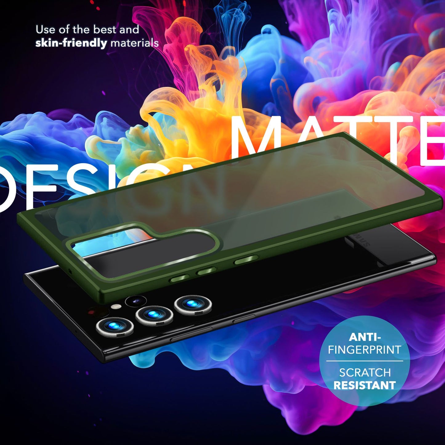 NALIA Matte Hybrid Schutzhülle für Samsung Galaxy S24 Ultra Hülle, Semi-Transparente Harte Rückseite & Fallschutz-Rahmen