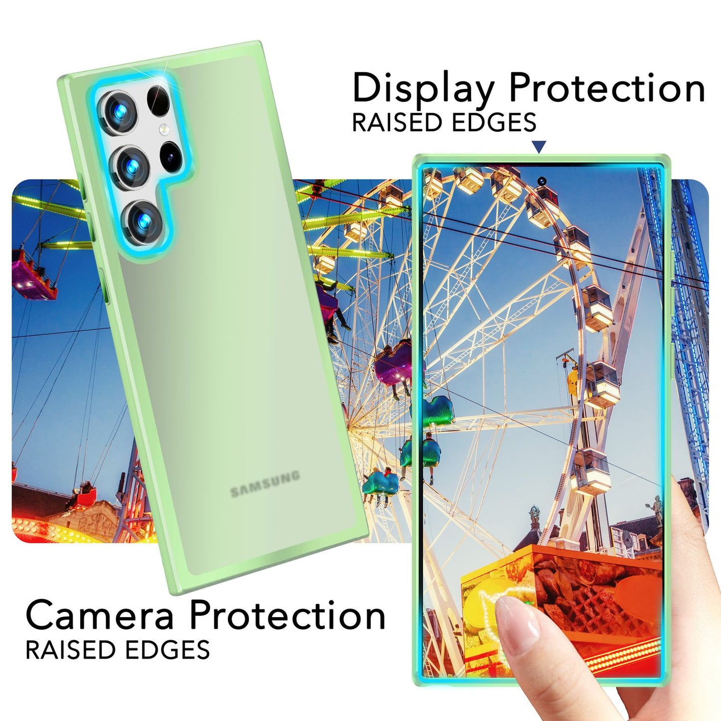 NALIA Matte Hybrid Schutzhülle für Samsung Galaxy S24 Ultra Hülle, Semi-Transparente Harte Rückseite & Fallschutz-Rahmen