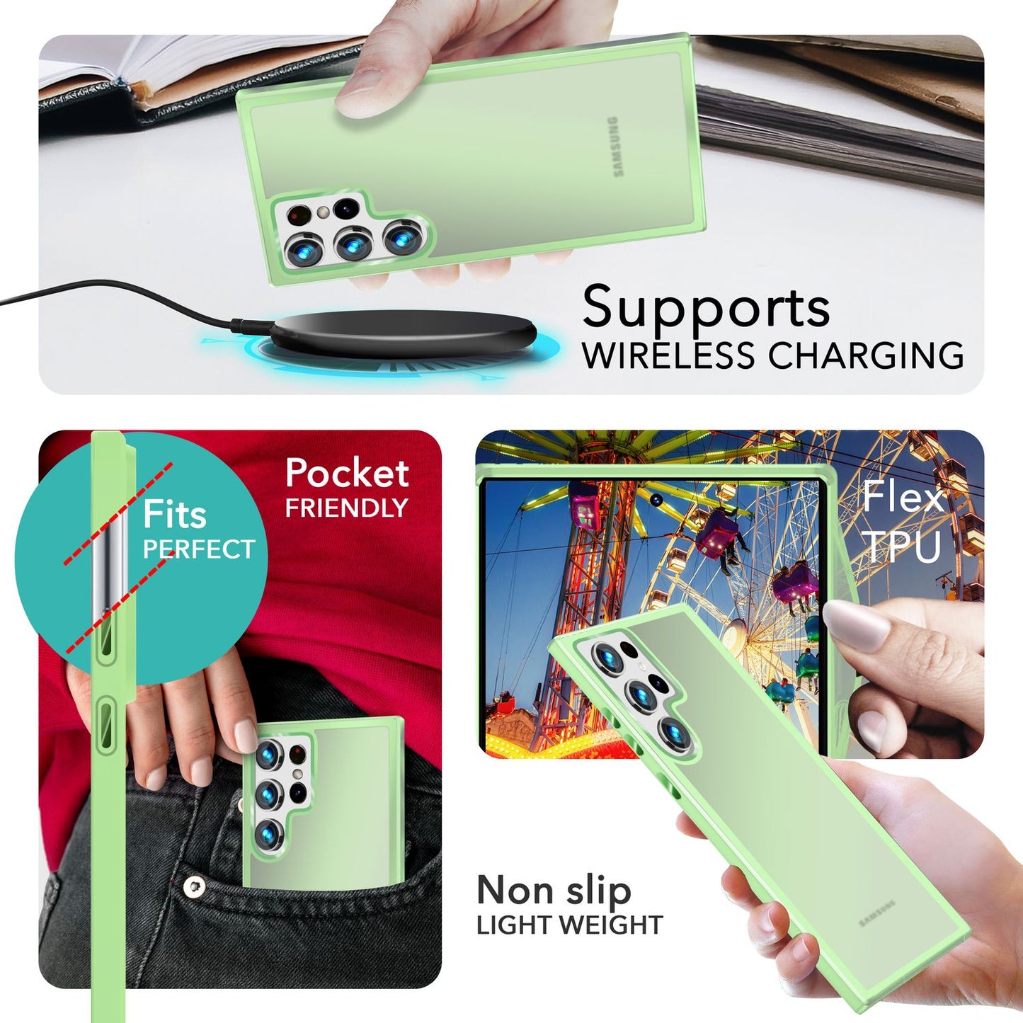 NALIA Matte Hybrid Schutzhülle für Samsung Galaxy S24 Ultra Hülle, Semi-Transparente Harte Rückseite & Fallschutz-Rahmen