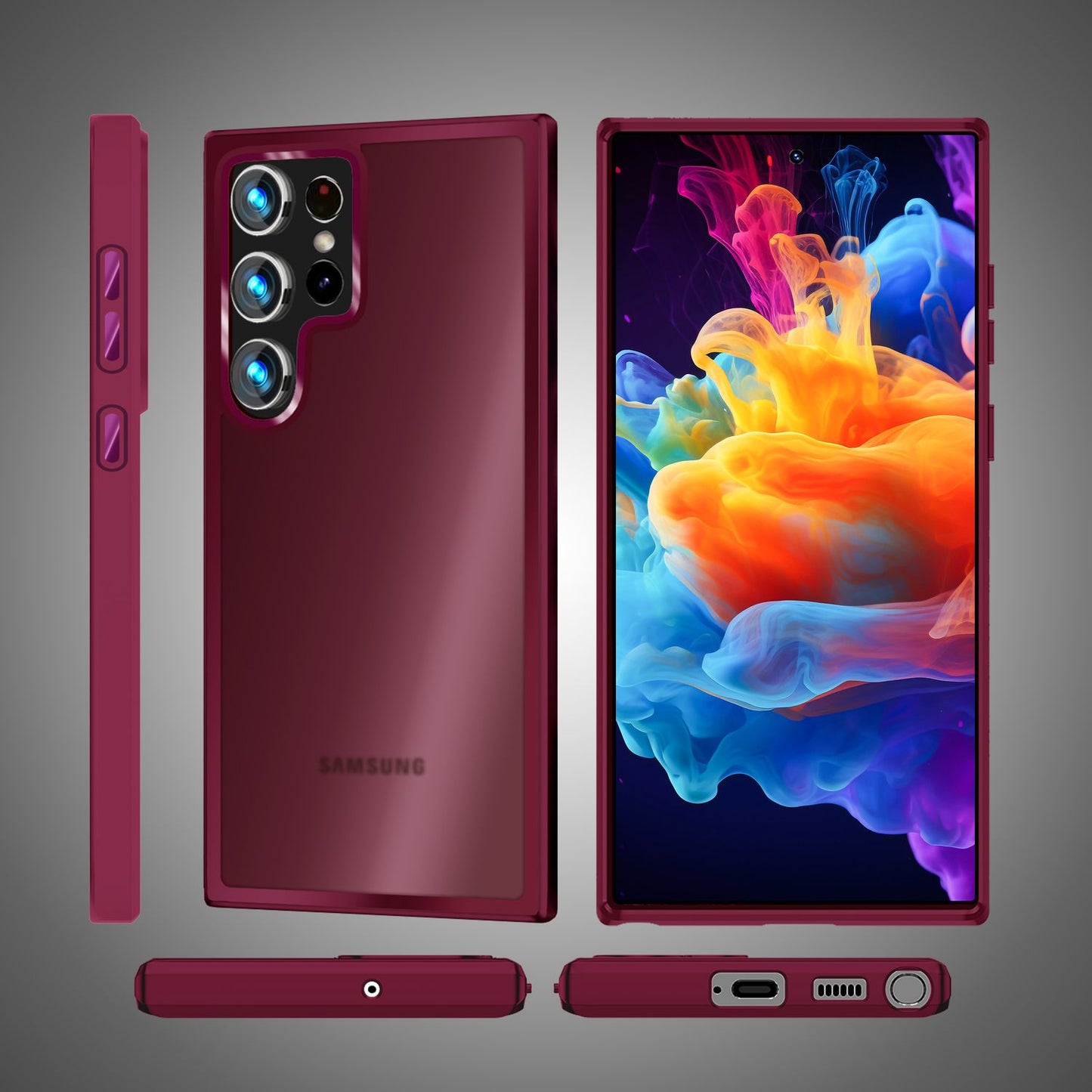 NALIA Matte Hybrid Schutzhülle für Samsung Galaxy S24 Ultra Hülle, Semi-Transparente Harte Rückseite & Fallschutz-Rahmen