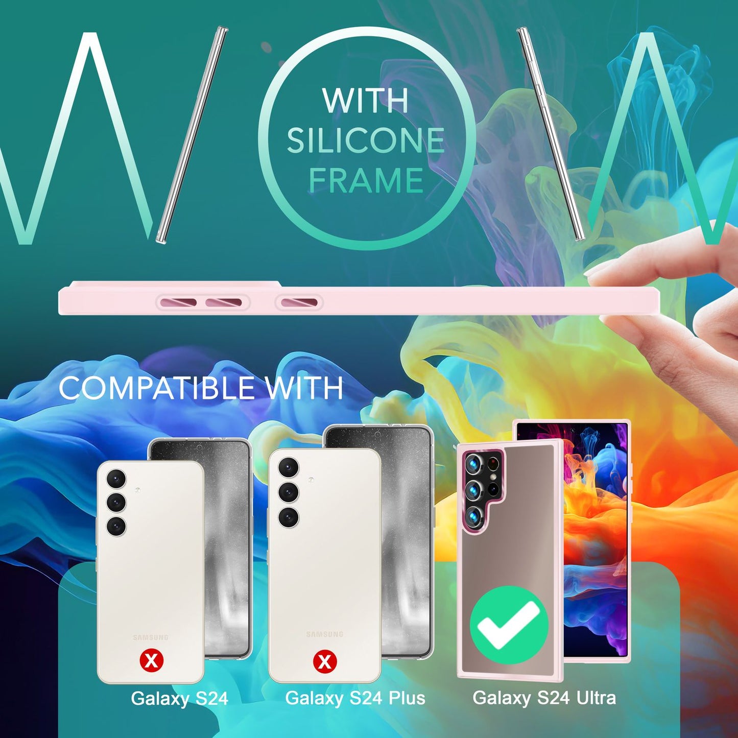 NALIA Matte Hybrid Schutzhülle für Samsung Galaxy S24 Ultra Hülle, Semi-Transparente Harte Rückseite & Fallschutz-Rahmen