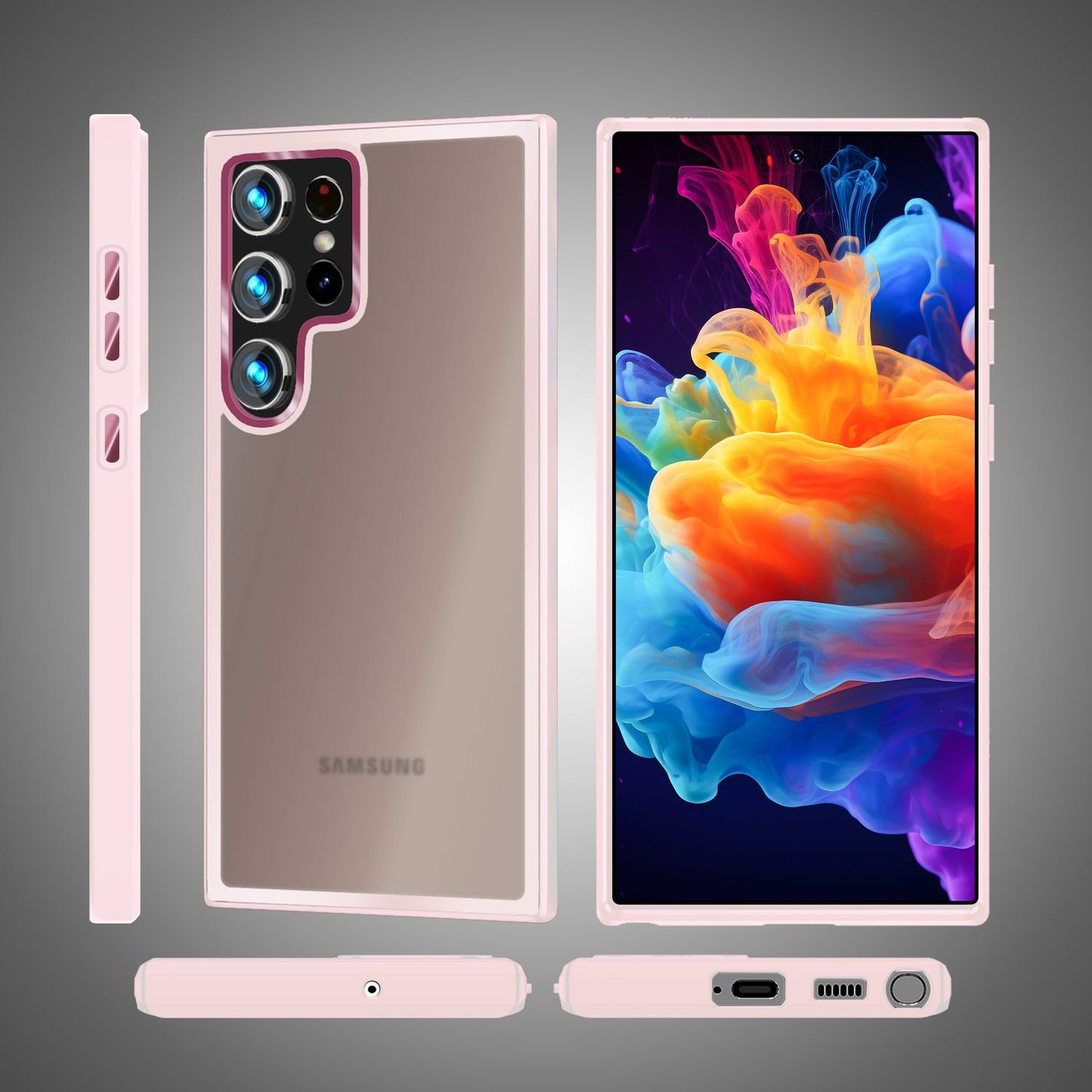 NALIA Matte Hybrid Schutzhülle für Samsung Galaxy S24 Ultra Hülle, Semi-Transparente Harte Rückseite & Fallschutz-Rahmen