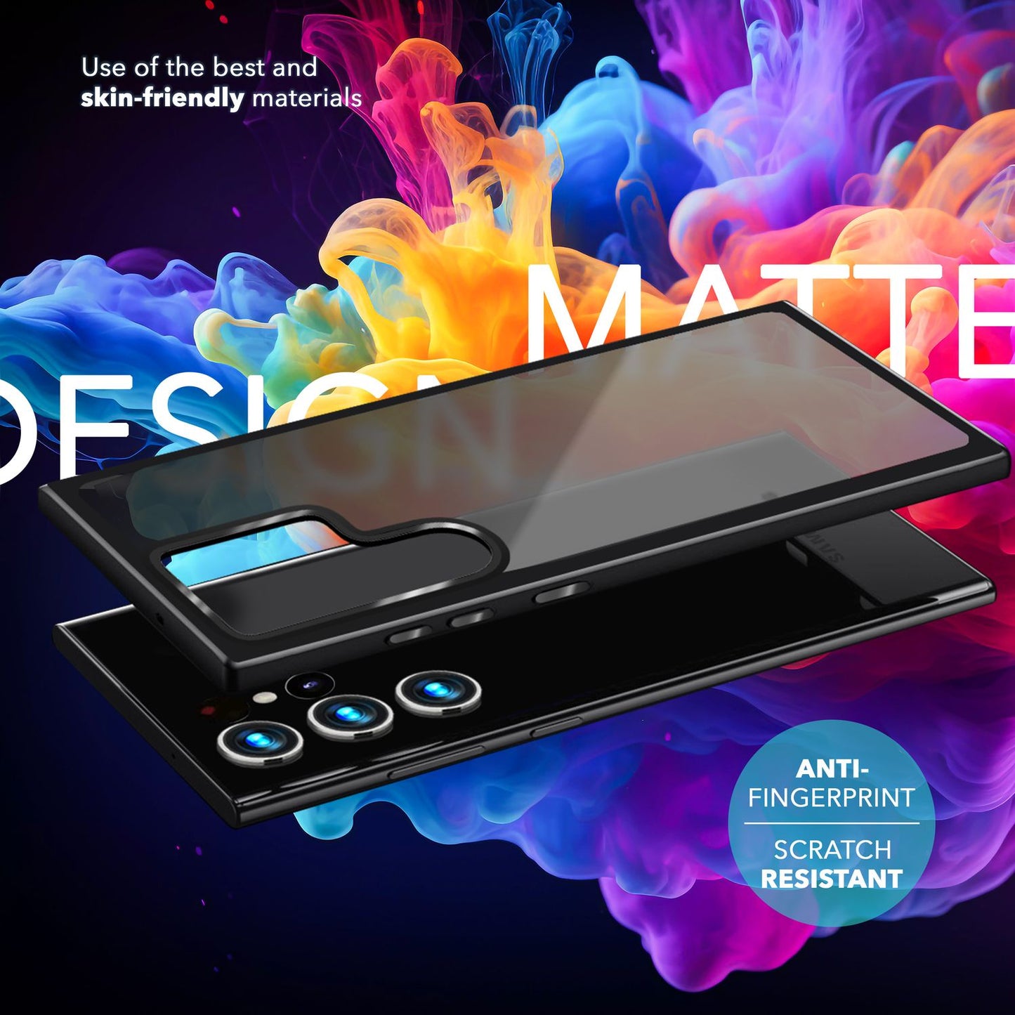 NALIA Matte Hybrid Schutzhülle für Samsung Galaxy S24 Ultra Hülle, Semi-Transparente Harte Rückseite & Fallschutz-Rahmen