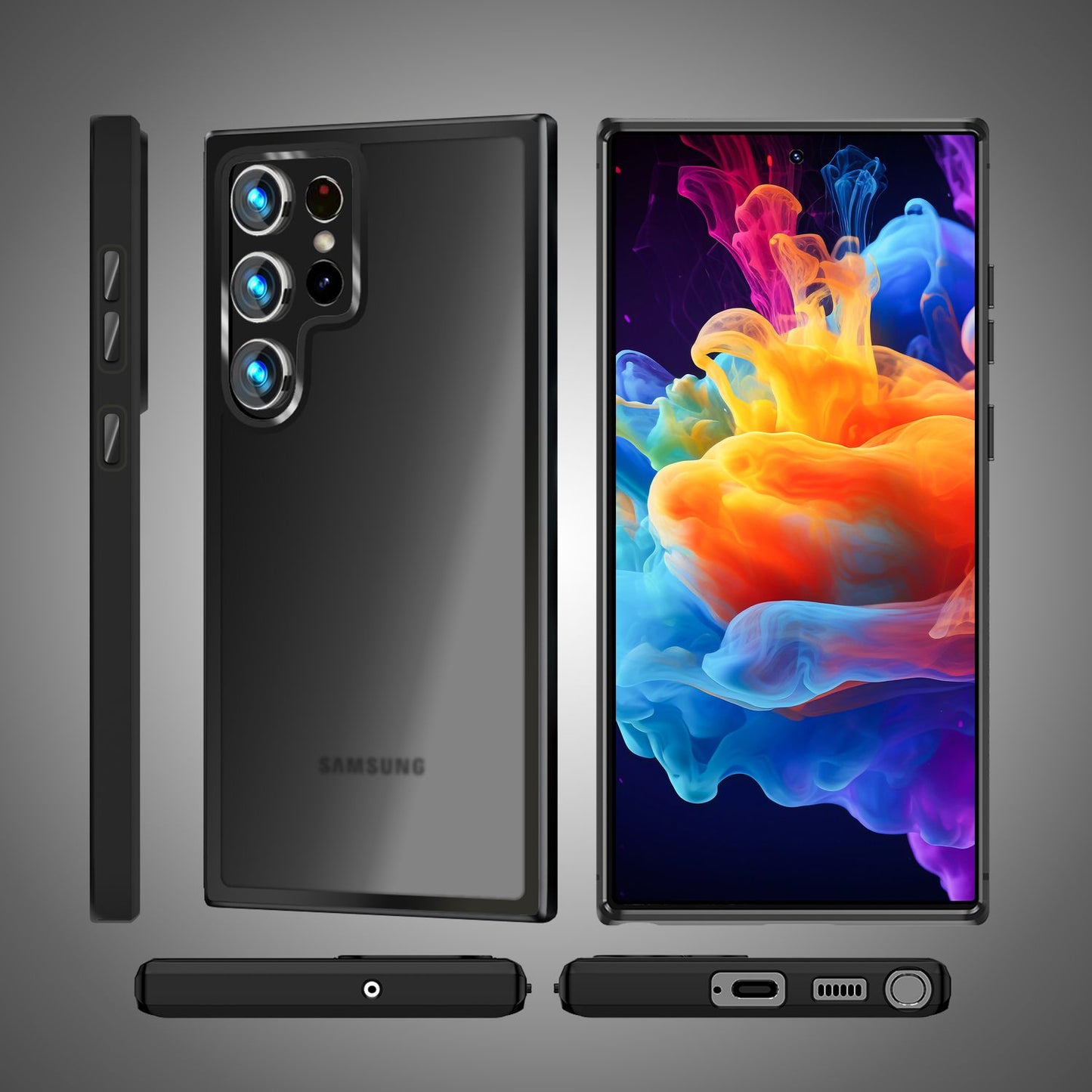 NALIA Matte Hybrid Schutzhülle für Samsung Galaxy S24 Ultra Hülle, Semi-Transparente Harte Rückseite & Fallschutz-Rahmen