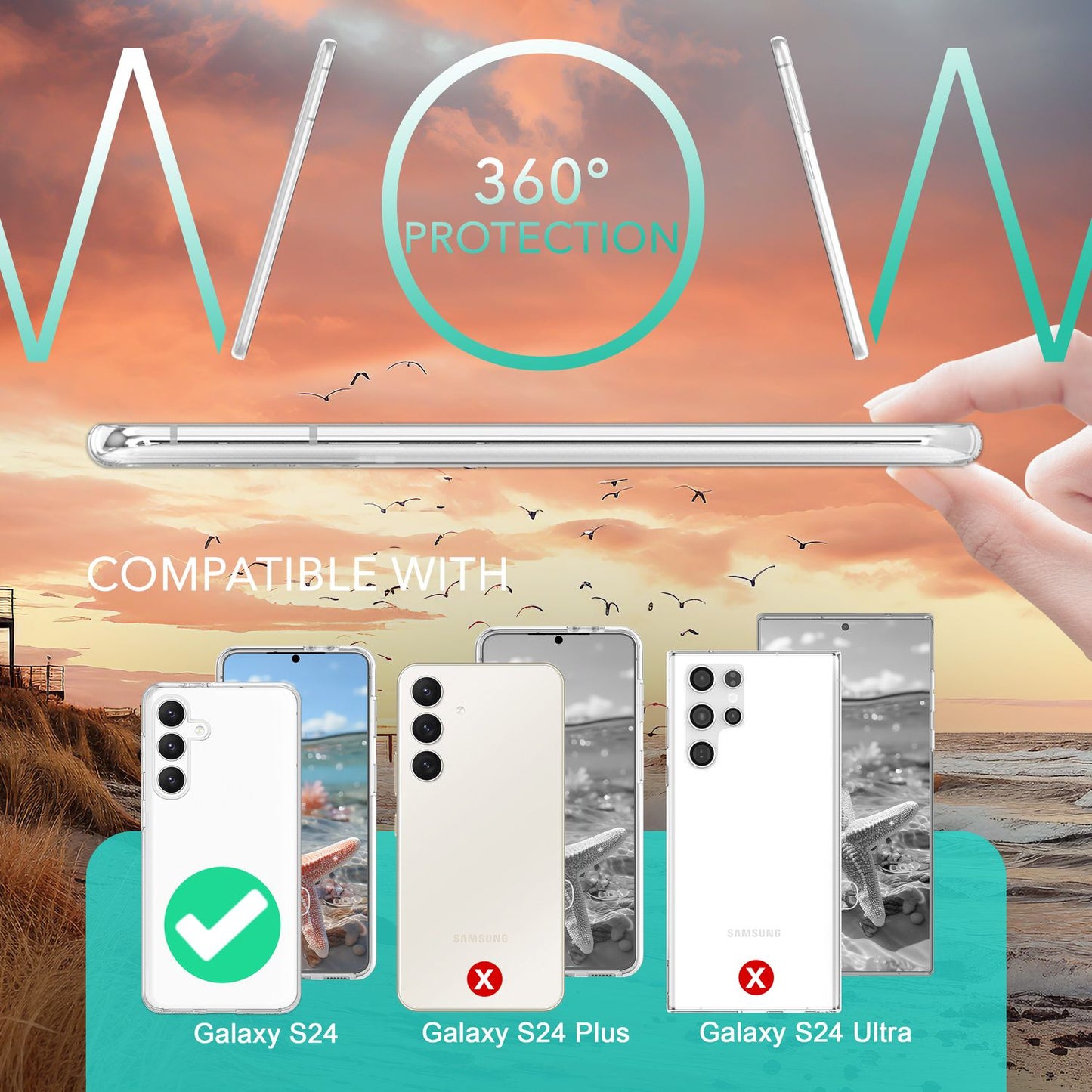 NALIA Klare 360-Grad Schutzhülle Für Galaxy S24 - Rundumschutz Transparent Anti-Gelb