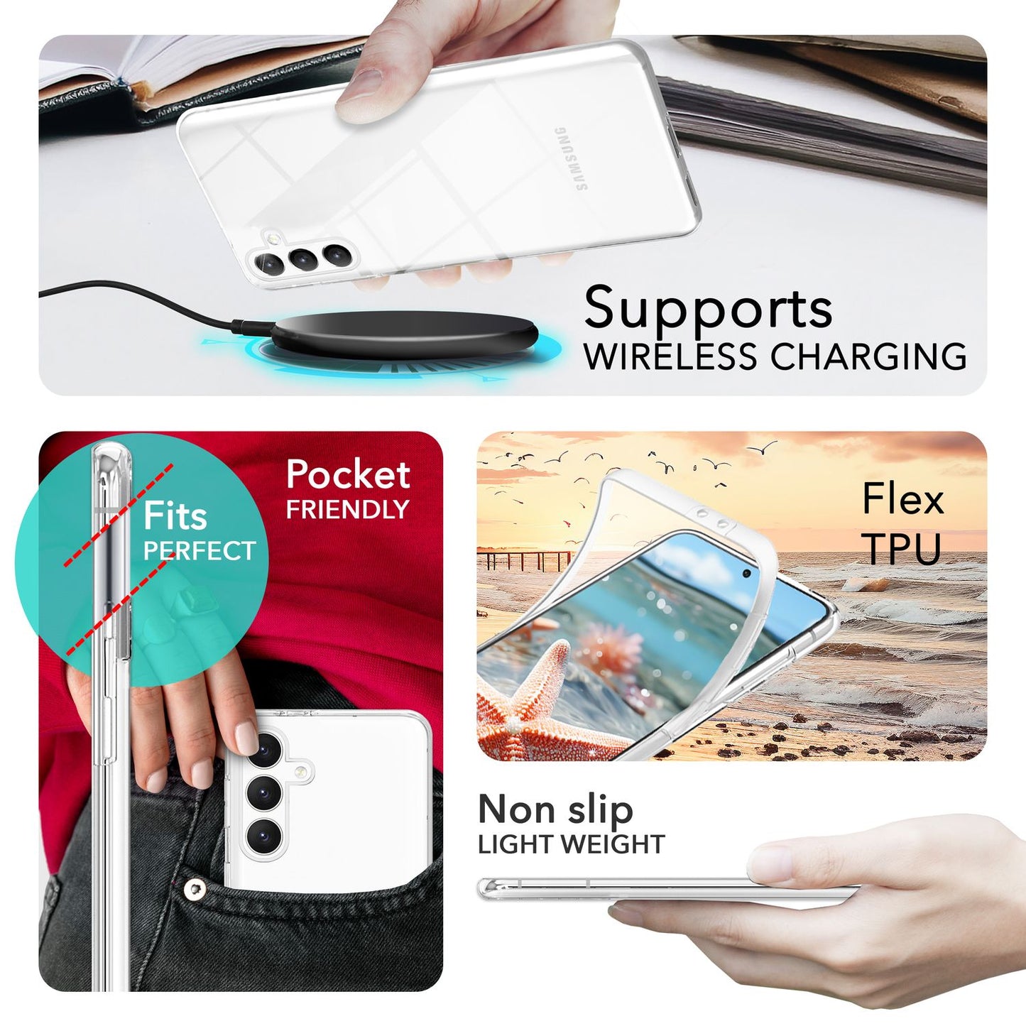 NALIA Klare 360-Grad Schutzhülle für Samsung Galaxy S24 Plus Hülle, Transparenter Rundum-Schutz, Durchsichtig Anti-Gelb