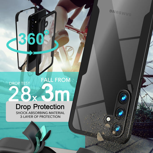 Husă hibridă transparentă NALIA, cu protecție la 360 de grade - capacitate de protecție la 360°, grosime 0,8 mm, compatibilă cu Galaxy S24