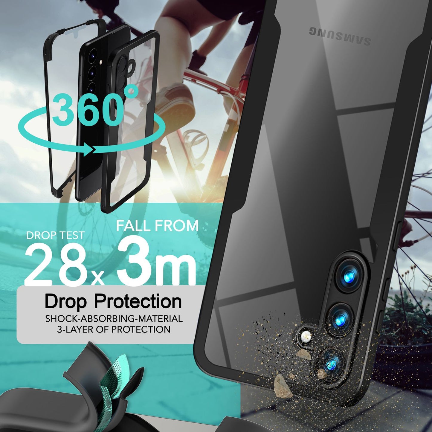 NALIA Klares 360-Grad Hybrid Cover für Samsung Galaxy S24 Plus Hülle, Kratzfeste Harte Rückseite & Aufprallschutz-Rahmen