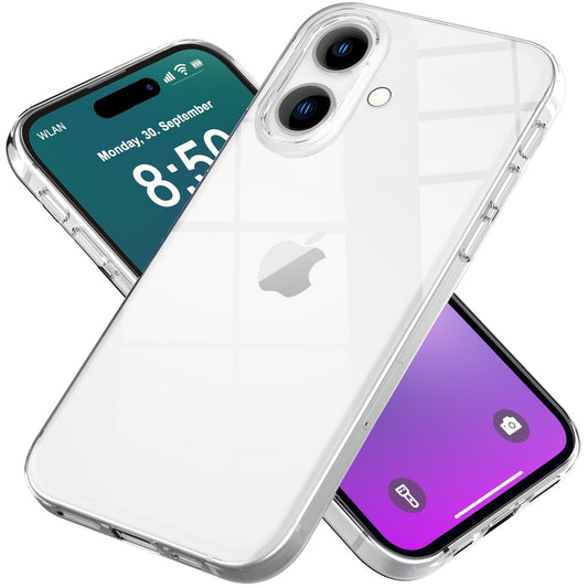 NALIA iPhone 16 Silikonhülle Transparent - Anti Gelb Klar, Dicke 0,8 mm, Passform iPhone 16, Material Silikon