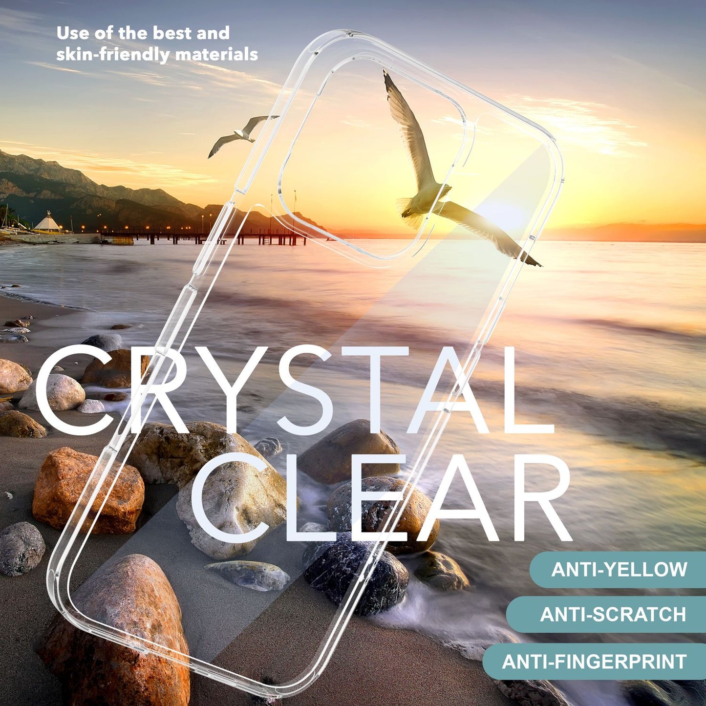 NALIA Husă acrilică transparentă rezistentă la zgârieturi pentru iPhone 16 Pro, husă de protecție rigidă cu ramă din silicon, husă transparentă pentru telefon