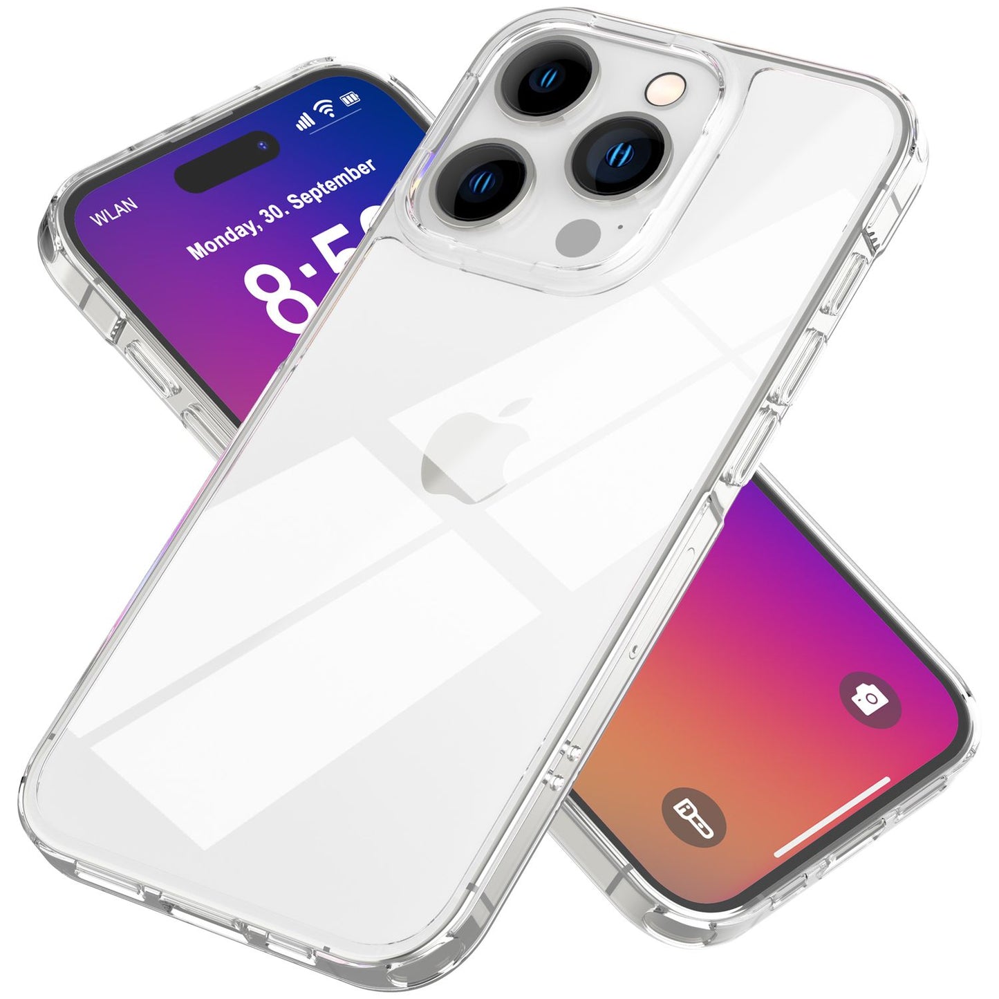 NALIA Carcasă acrilică transparentă rezistentă la zgârieturi - Carcasă de protecție rigidă cu ramă din silicon, transparentă, pentru iPhone 16 Pro Max