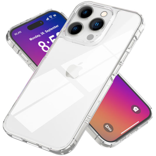 NALIA Klare Kratzfeste Acryl Hülle - Harte Schutzhülle Silikon-Rahmen Transparent Für iPhone 16 Pro Max