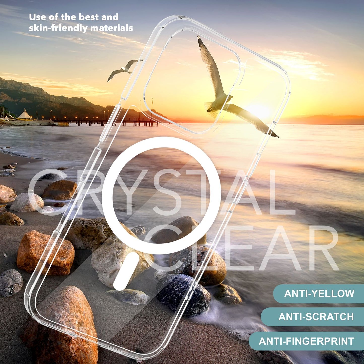 NALIA Klare MagPower Acryl Hülle für iPhone 16 Pro, Kratzfeste Schutzhülle mit Silikon-Rahmen, Transparente Handyhülle