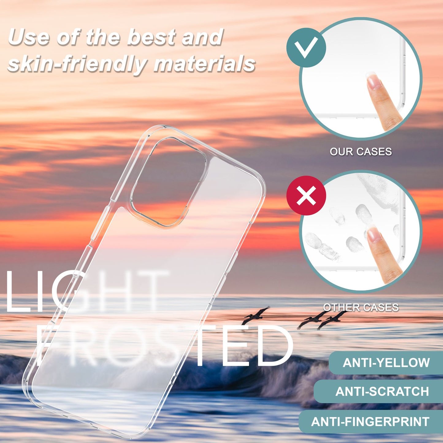 Husă acrilică mată NALIA pentru iPhone 16, husă de protecție semitransparentă anti-amprentă, husă de telefon semi-clară