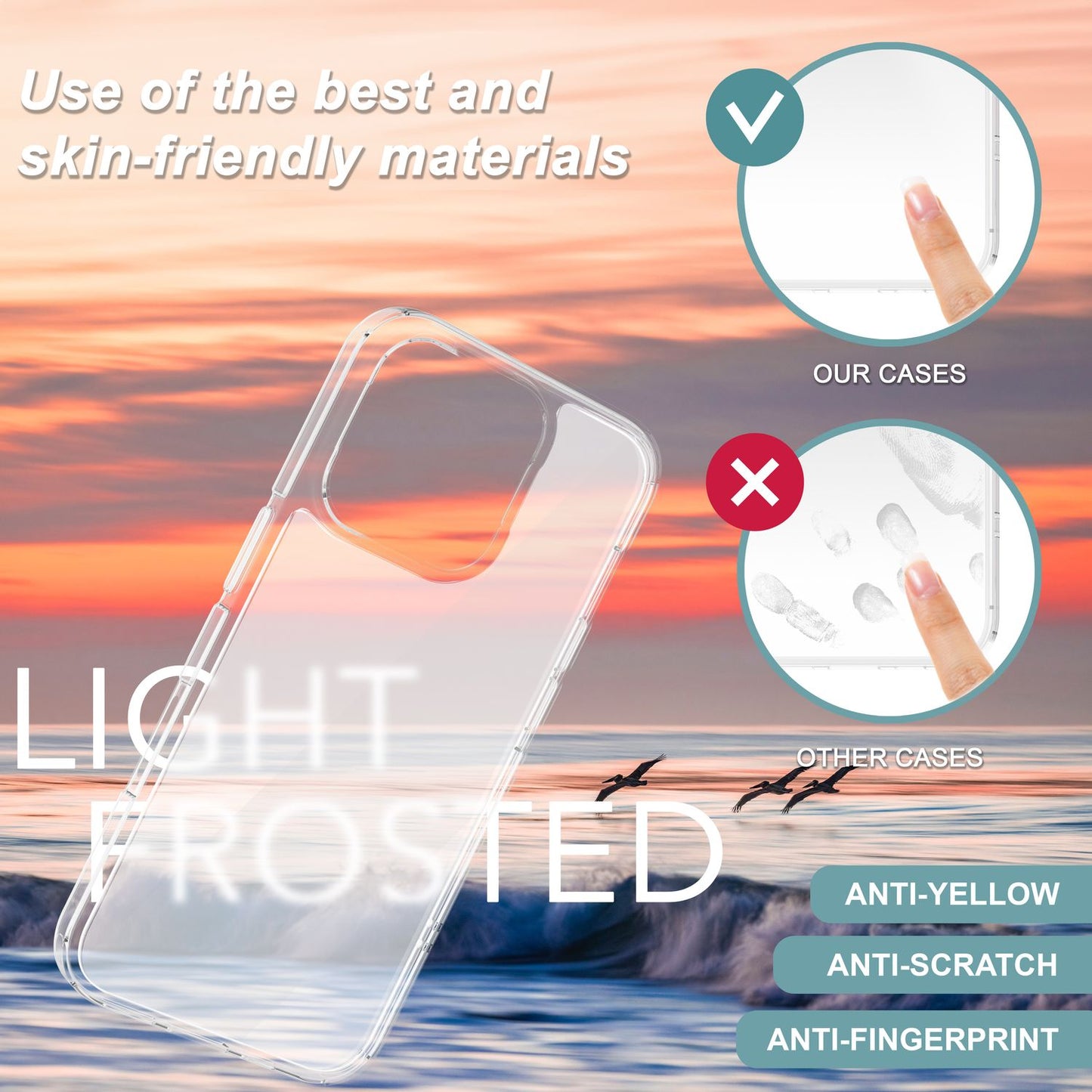 NALIA Matte Acryl Hülle für iPhone 16 Pro, Semi-Transparente Anti-Fingerabdruck Schutzhülle, Halb Klare Handyhülle