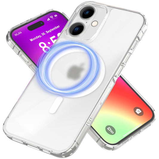 NALIA Matte MagPower Acryl Hülle für iPhone 16, mit Ring für MagSafe, Semi-Transparente Anti-Fingerabdruck Handyhülle