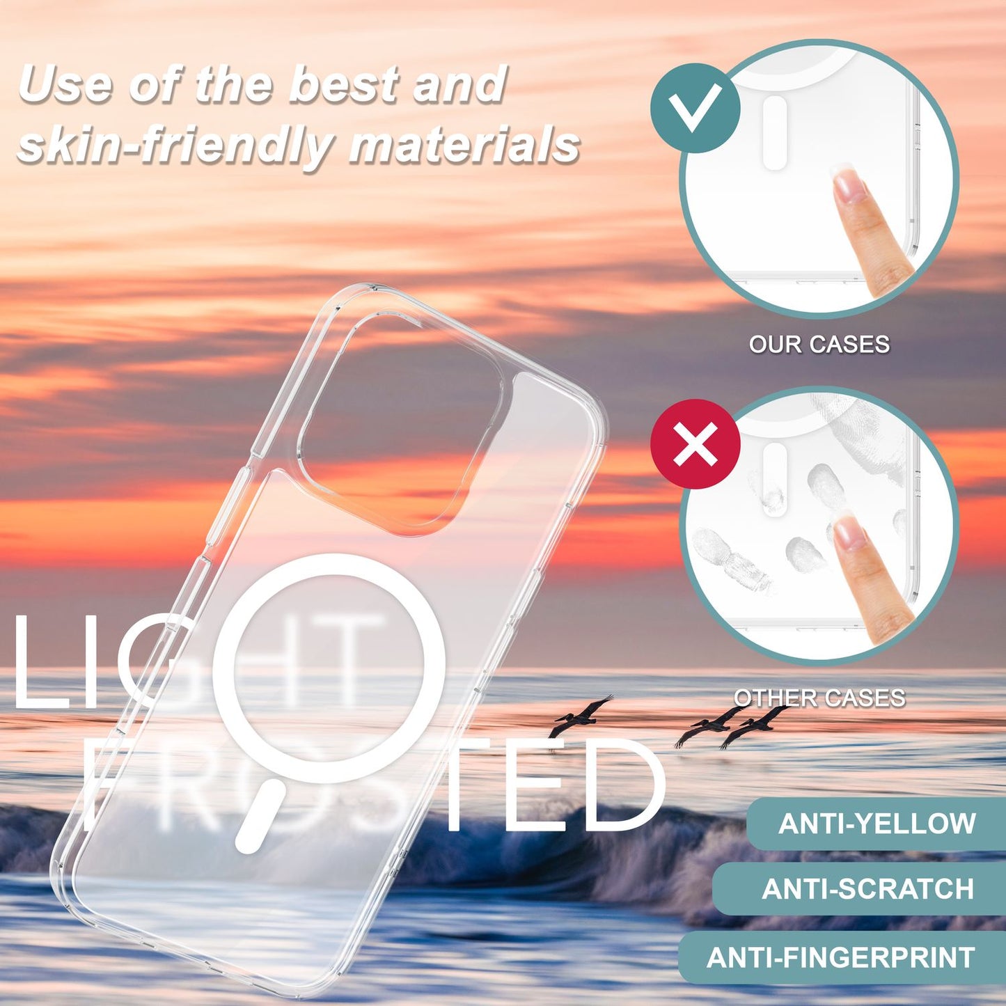 NALIA Matte MagPower Acryl Hülle für iPhone 16 Pro, mit MagSafe Ring, Semi-Transparente Anti-Fingerabdruck Handyhülle