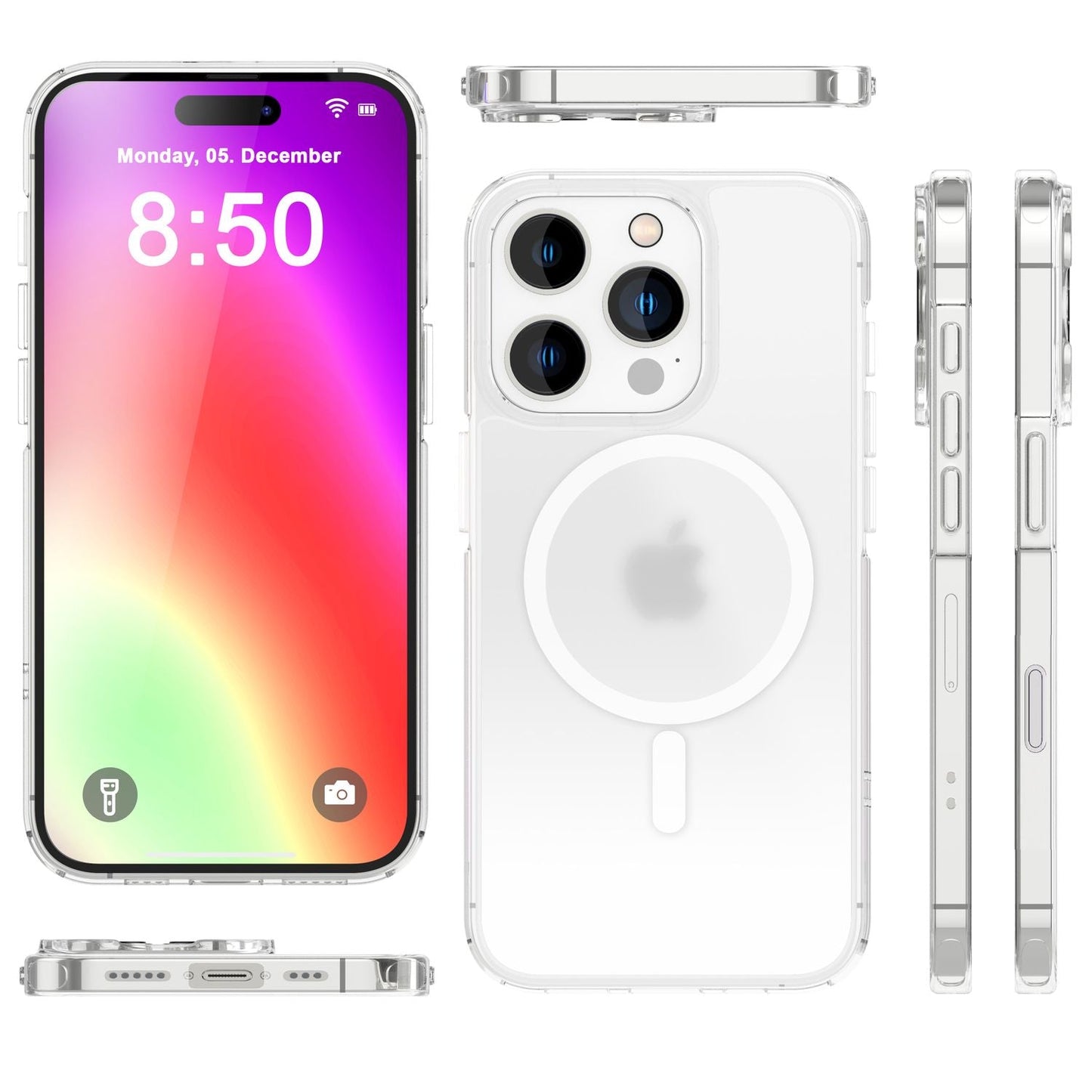 NALIA Matte MagPower Acryl Hülle für iPhone 16 Pro, mit MagSafe Ring, Semi-Transparente Anti-Fingerabdruck Handyhülle