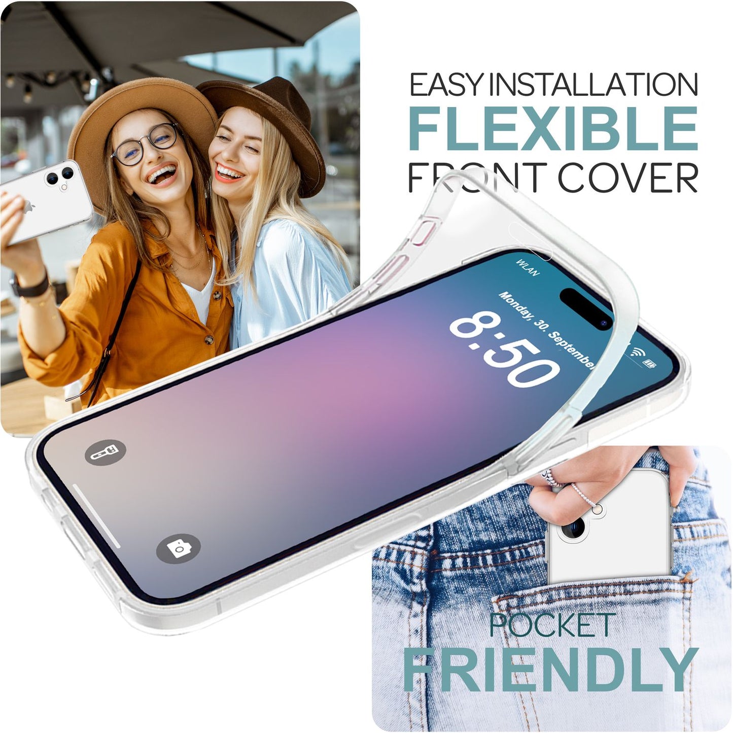 NALIA Klare 360° Schutzhülle - Kompatibel iPhone 16 Plus Transparente Vollschutz Hülle Rundumschutz