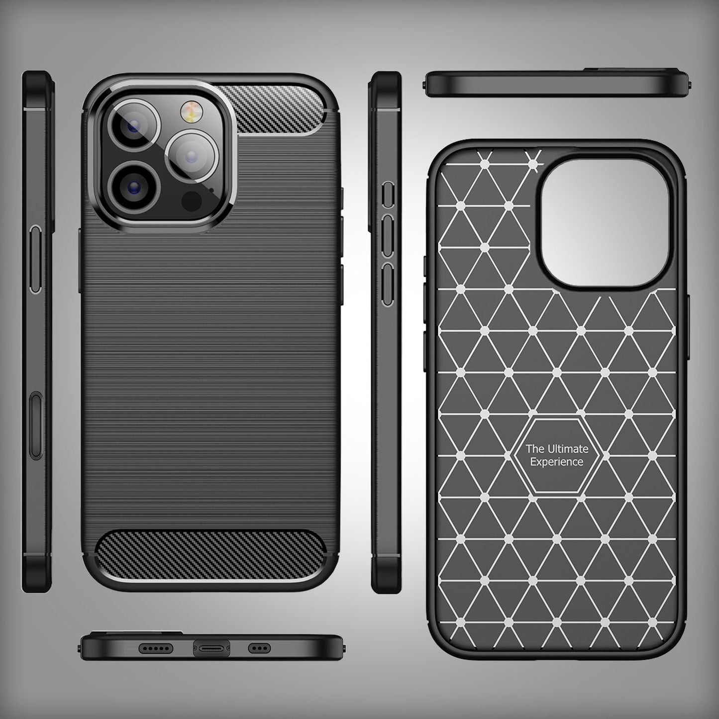 NALIA Iphone 16 Pro Hülle Carbon Style - Kohlefaser-Optik, Matt Schwarz, Slim Design