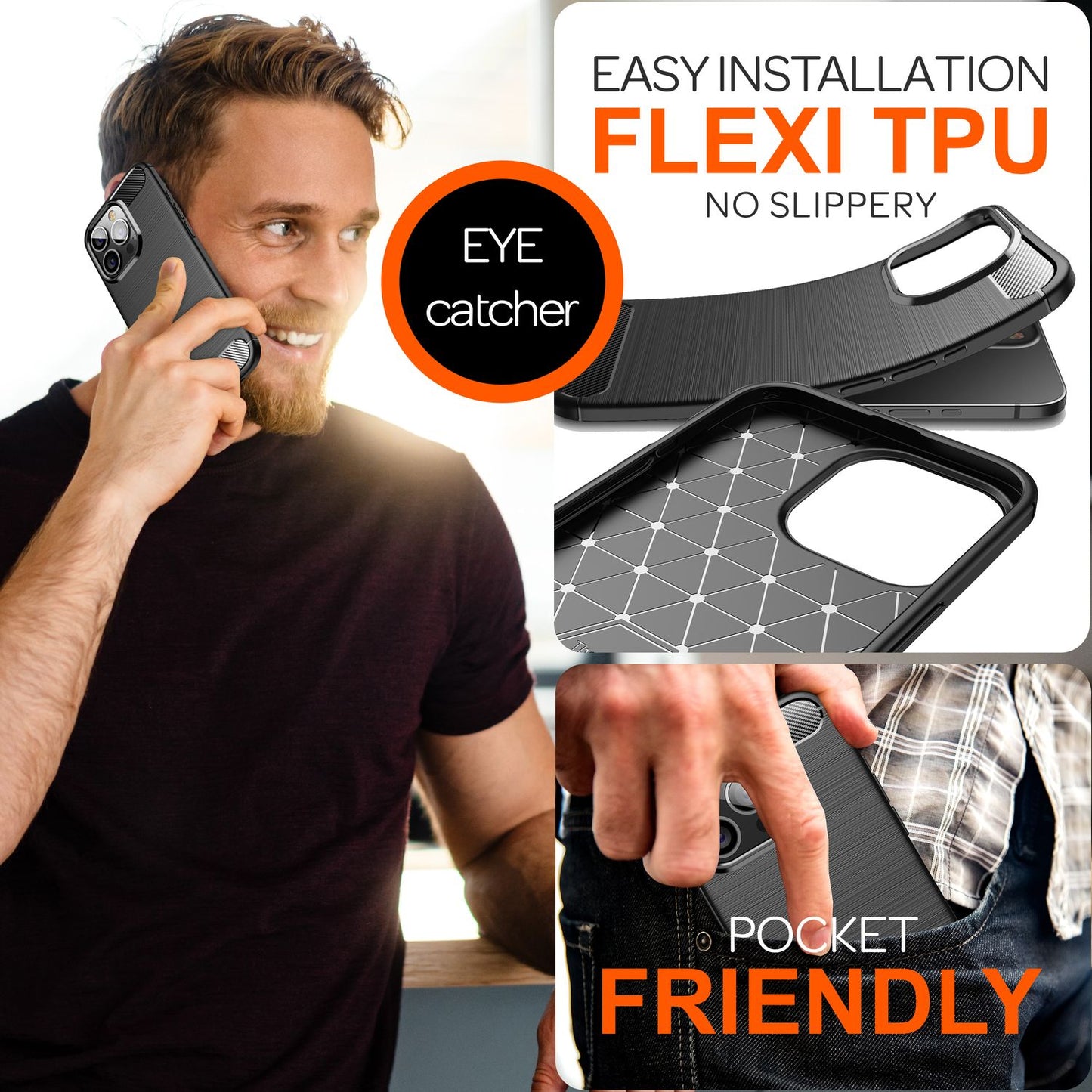 NALIA Carbon Style Hülle für iPhone 16 Pro Max, Matt-Schwarze Silikon Handyhülle in Kohlefaser-Optik, Business Cover