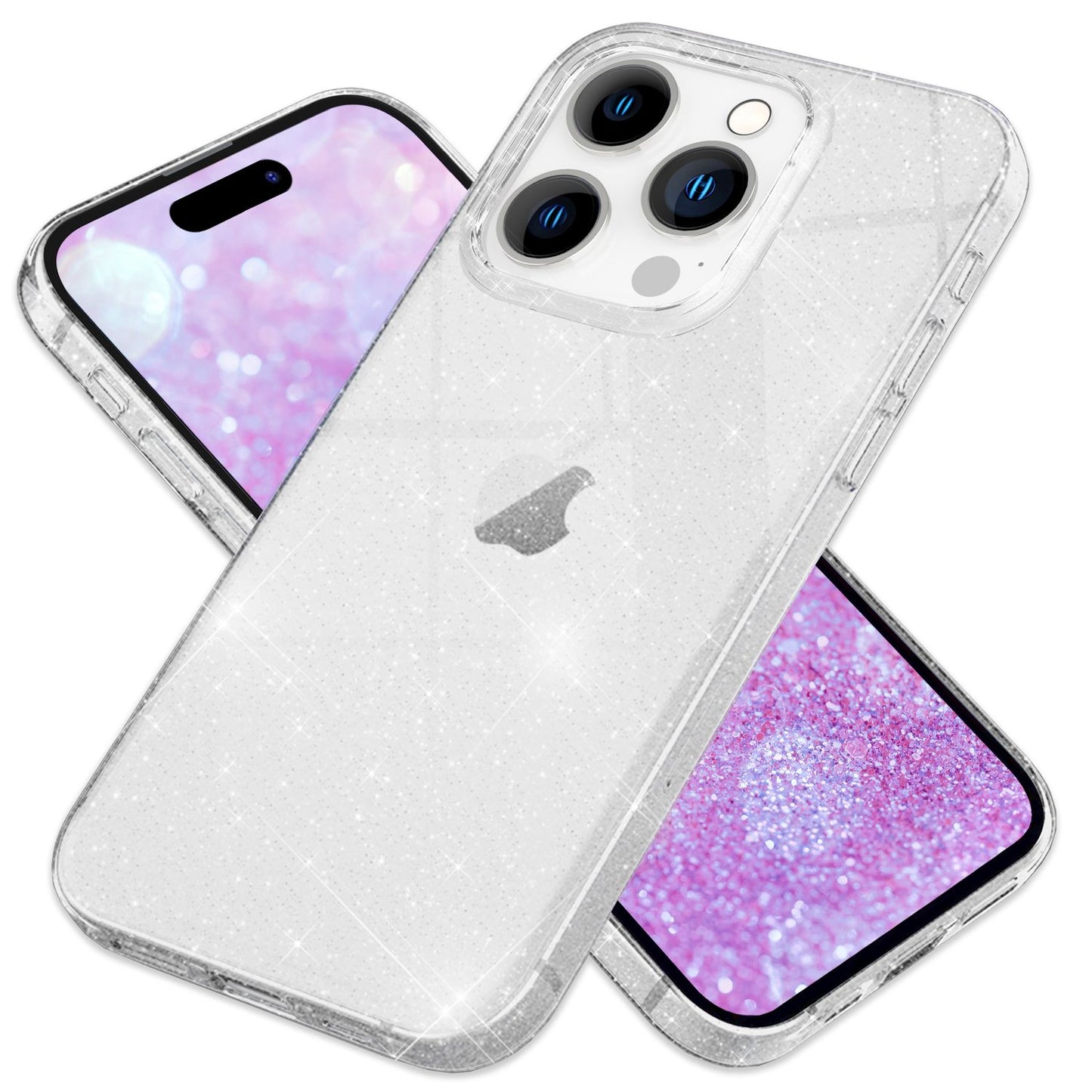 NALIA Iphone 16 Pro Max Durchsichtige Glitzerhülle - Größe 6,7 Zoll, Material TPU Transparent, Glitter-Effekt