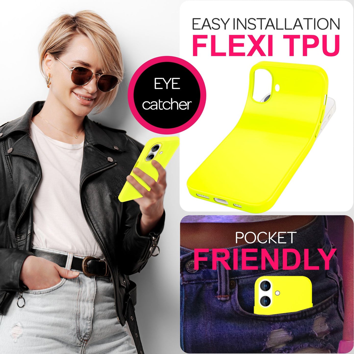 NALIA NeonShock Case - Neonfarbenes Silikoncover, TPU Material, Kompatibel Mit iPhone 16 Plus